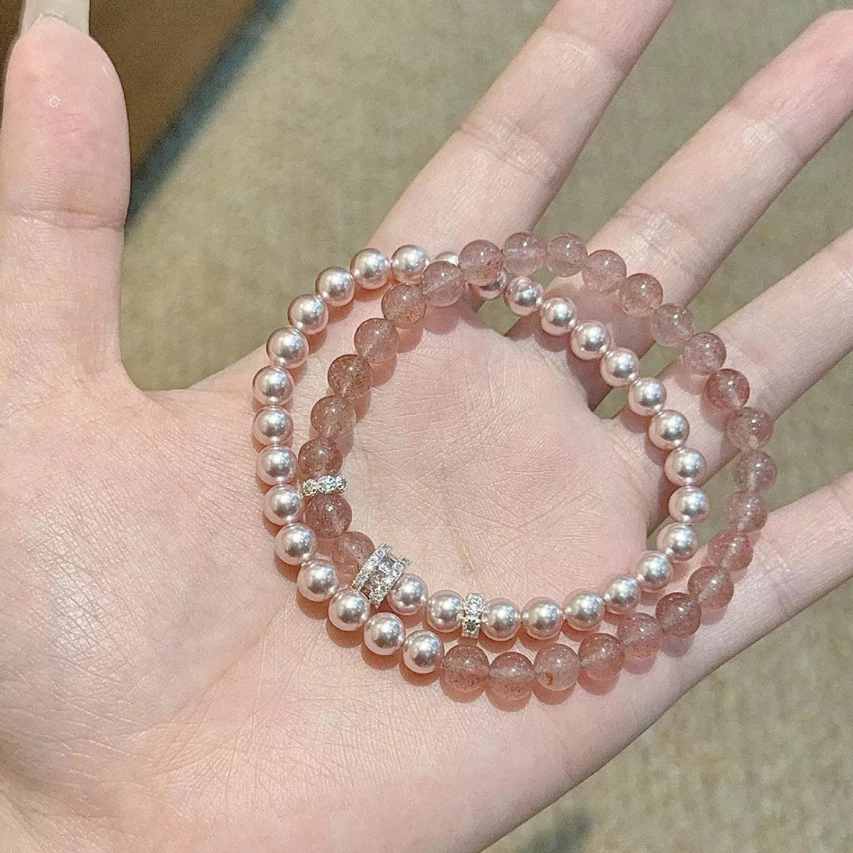 Trendsi Pearl Beaded Bracelet 2 Piece Set -