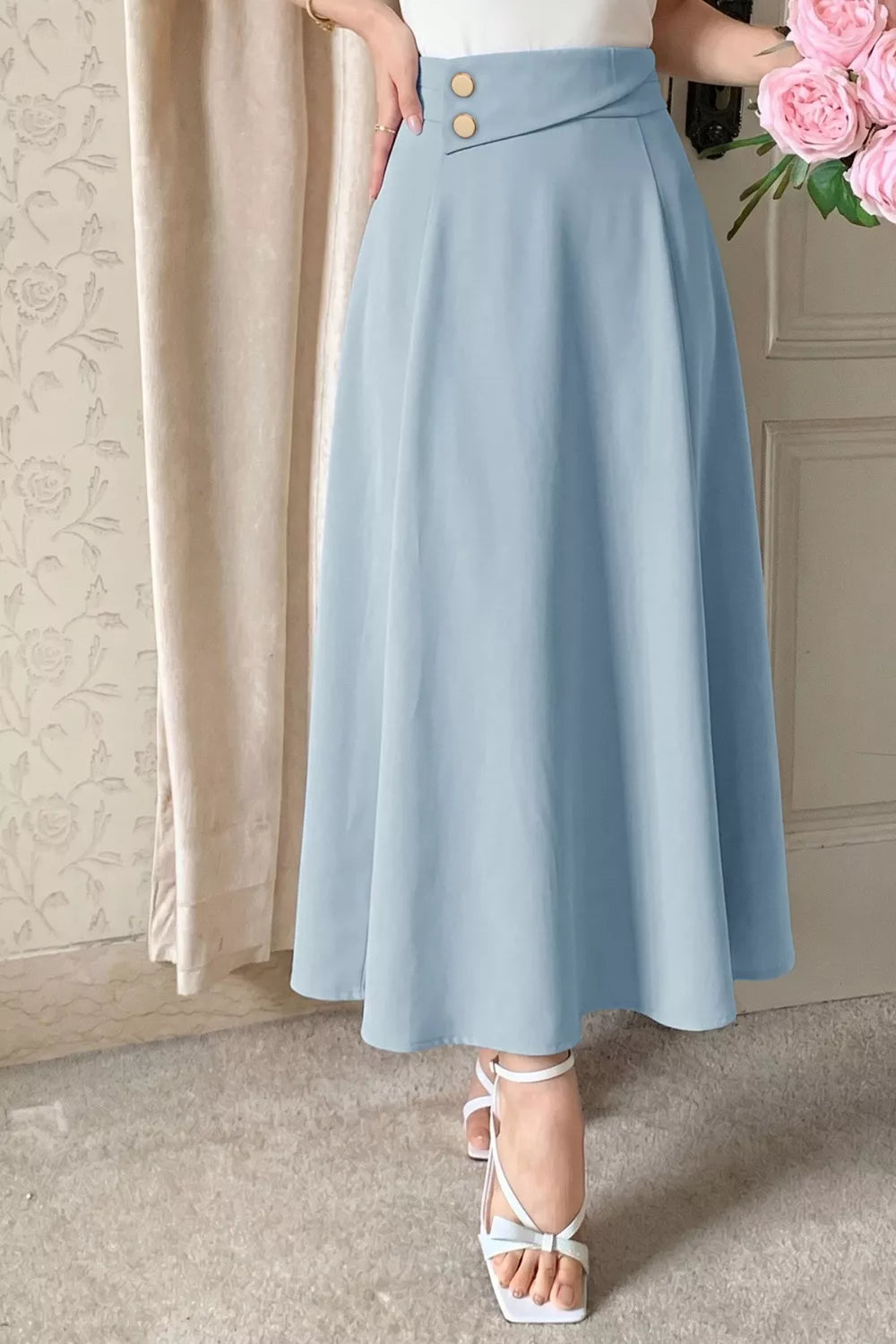 Trendsi A-Line Midi Skirt with Zipper -
