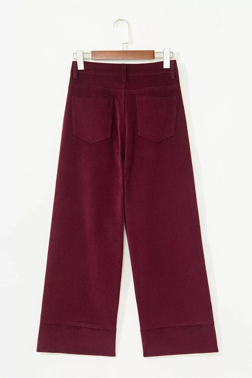 Trendsi Corduroy Solid Color High Waist Wide Leg Pants -