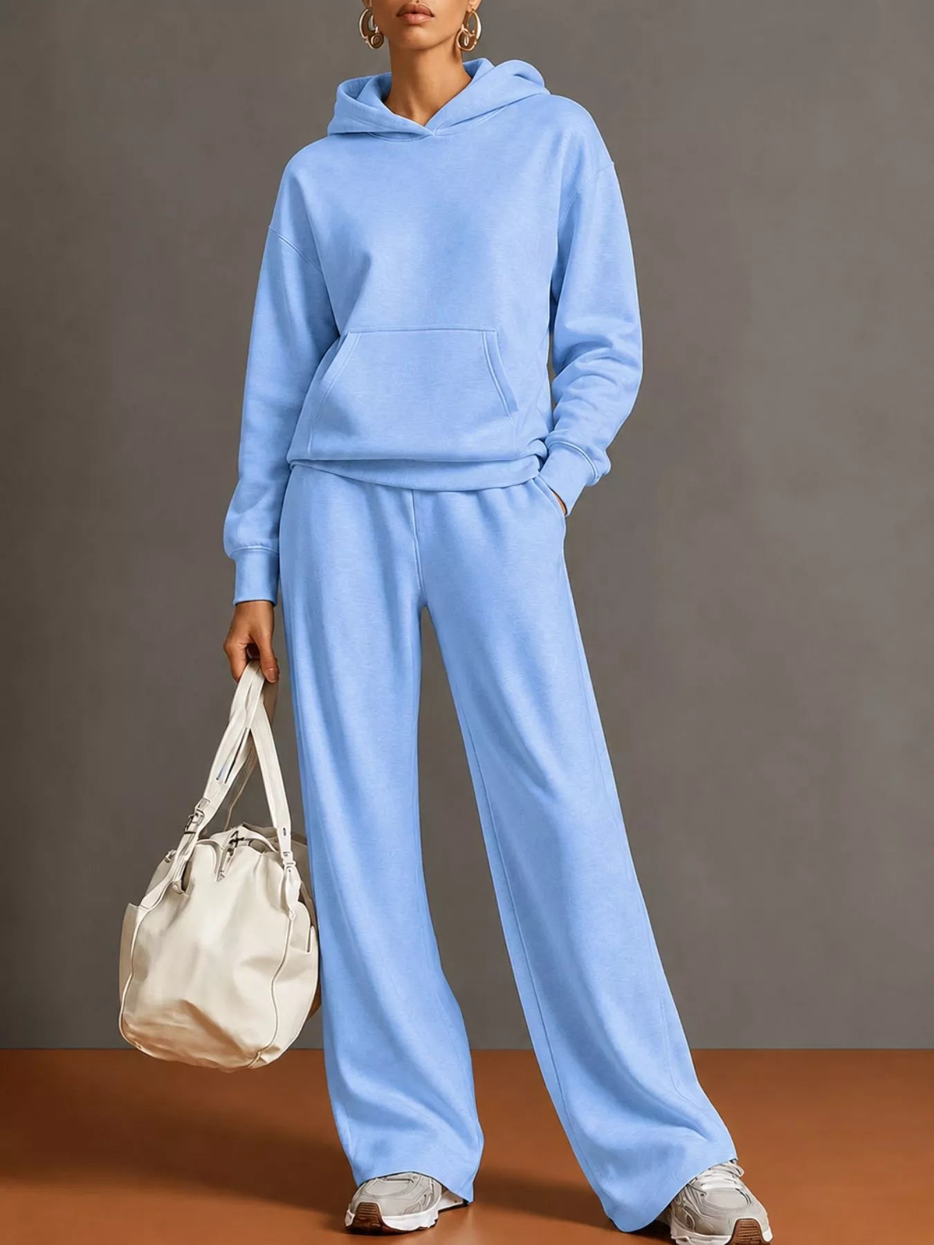 Trendsi Kangaroo Pocket Hoodie and Pants Set -
