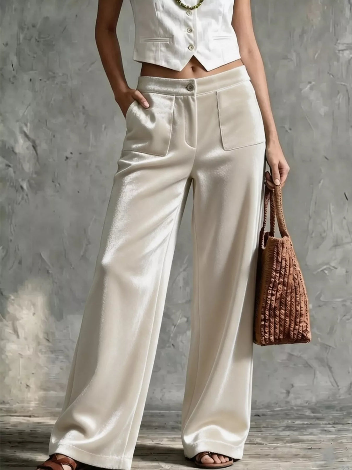 Trendsi Full Size Velvet Wide-Leg Pants Plus Size -