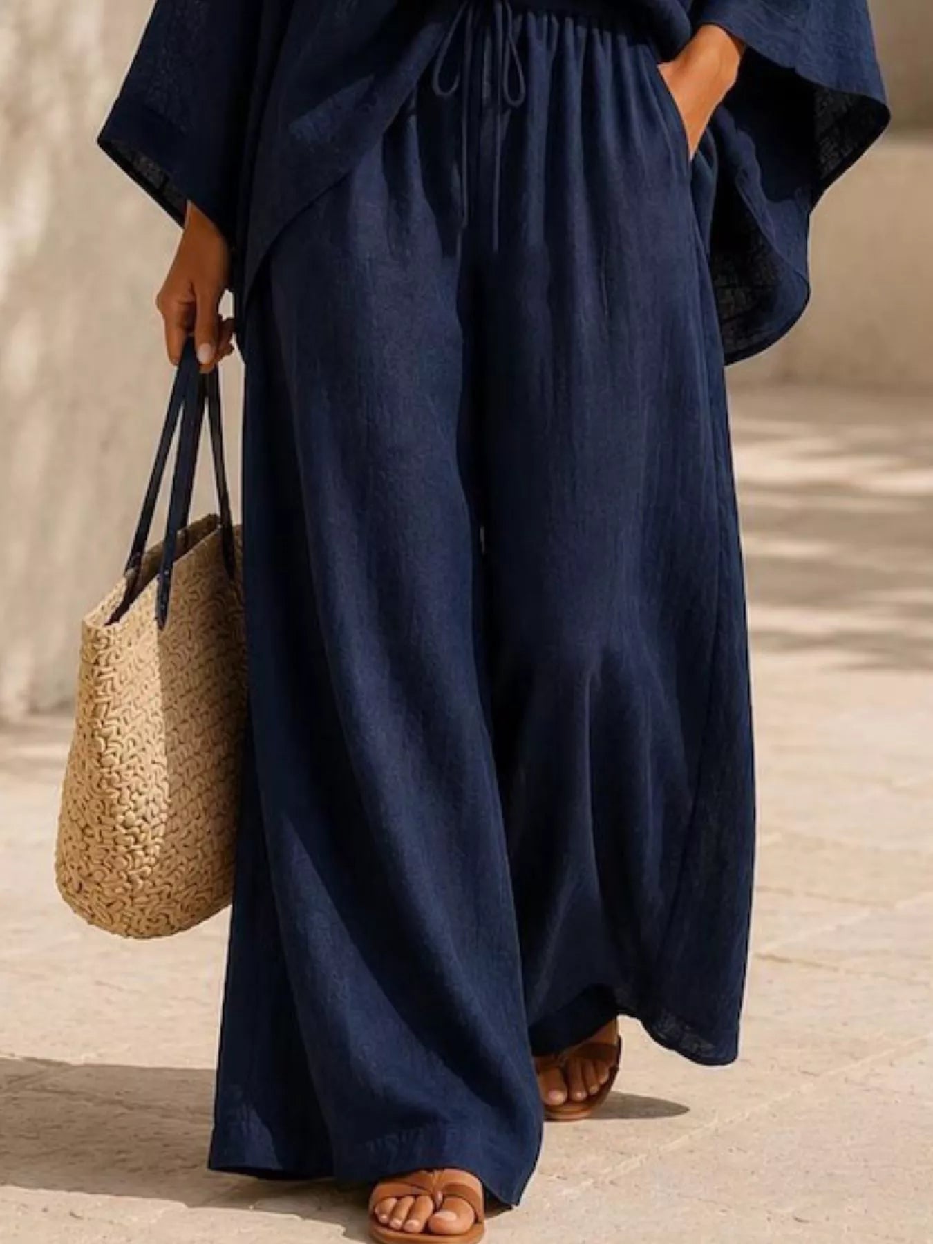 Trendsi Full Size Loose Fit Top and Wide-Leg Pants Set Plus Size -