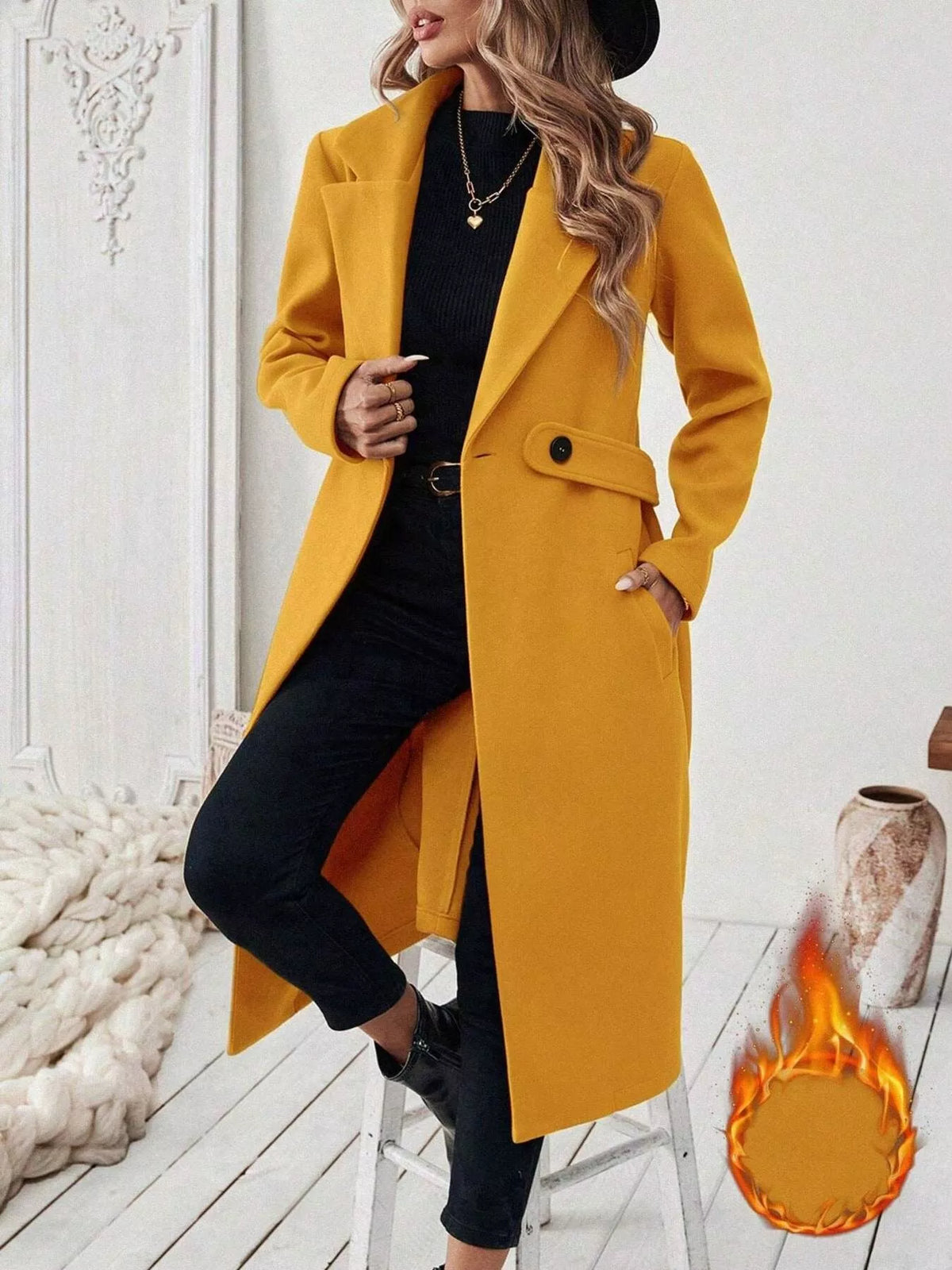 Trendsi Single-Button Longline Coat -