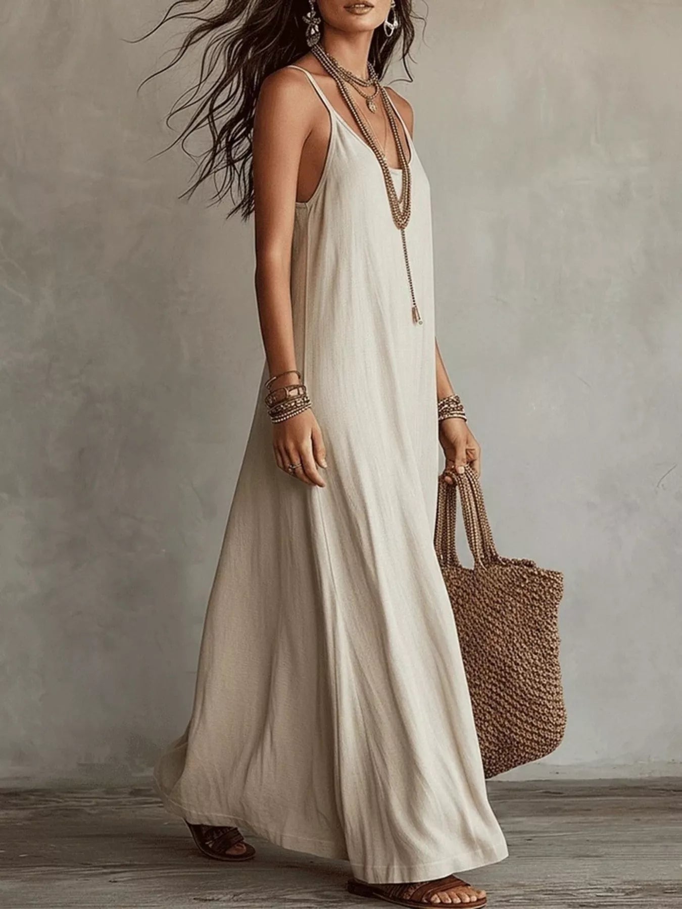 Trendsi Full Size Scoop Neck Spaghetti Strap Maxi Dress Plus Size -