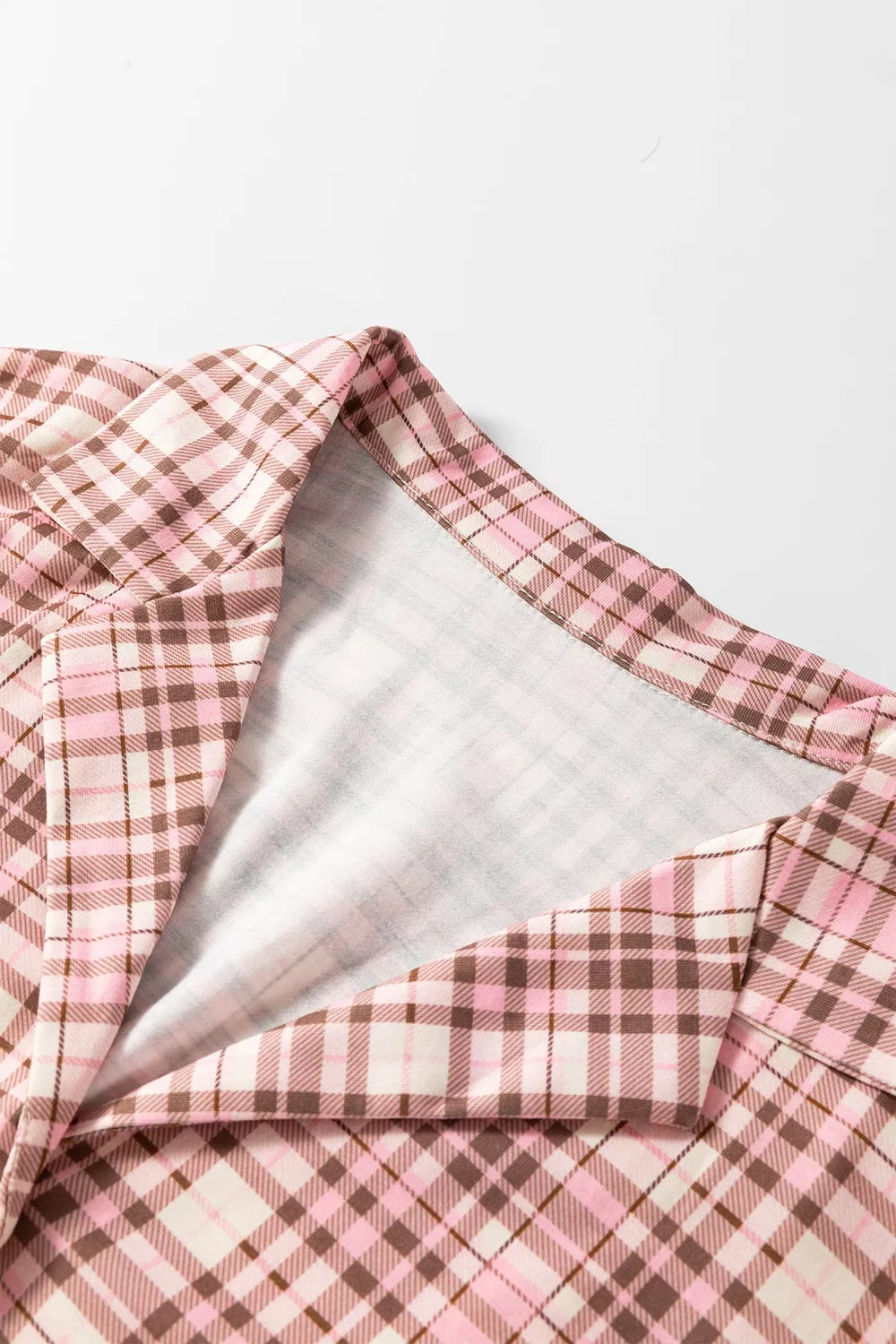 Trendsi Plaid Patch Pockets Long Sleeve Lounge Set -