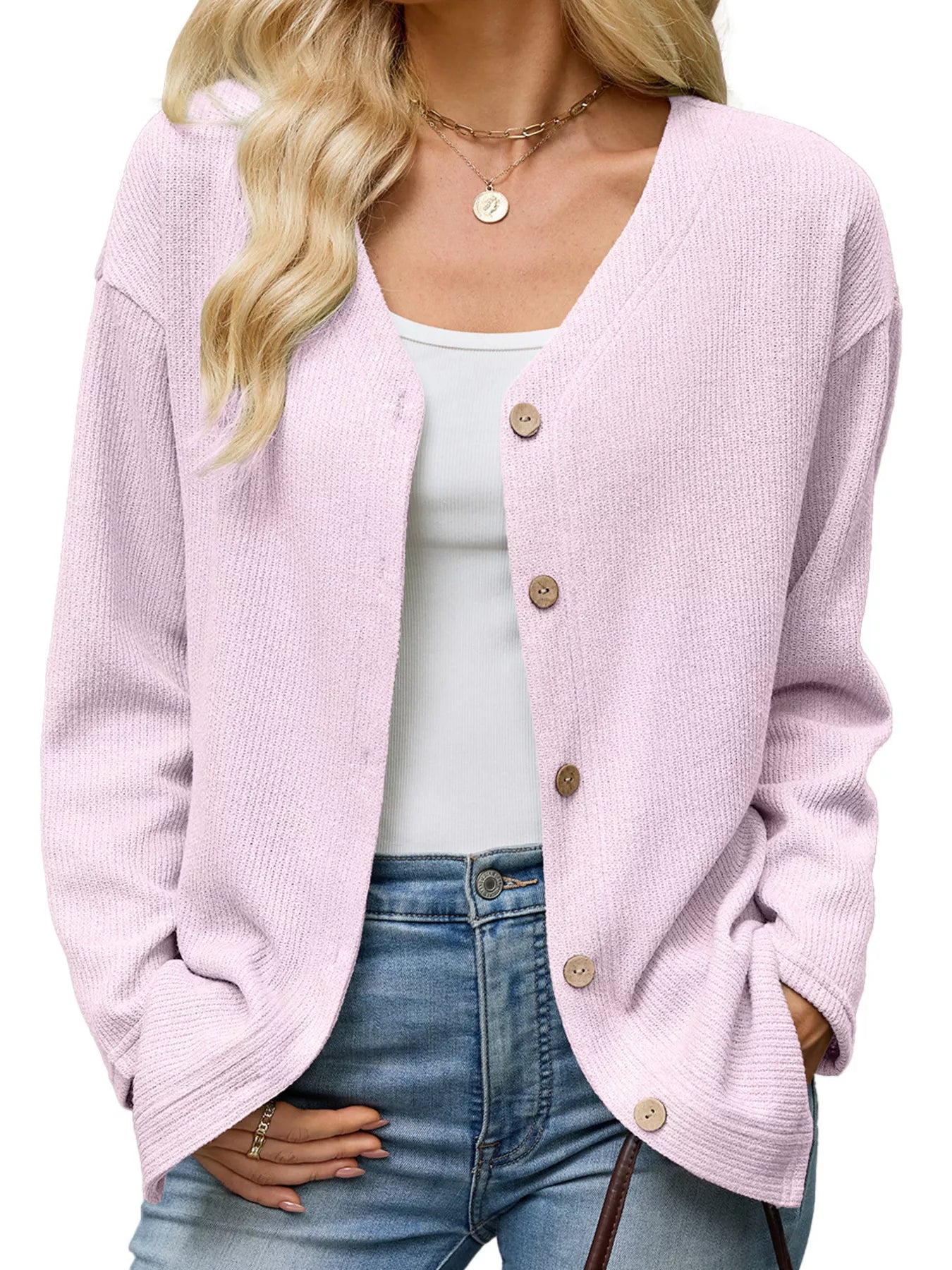 Trendsi V-Neck Button-Down Cardigan -