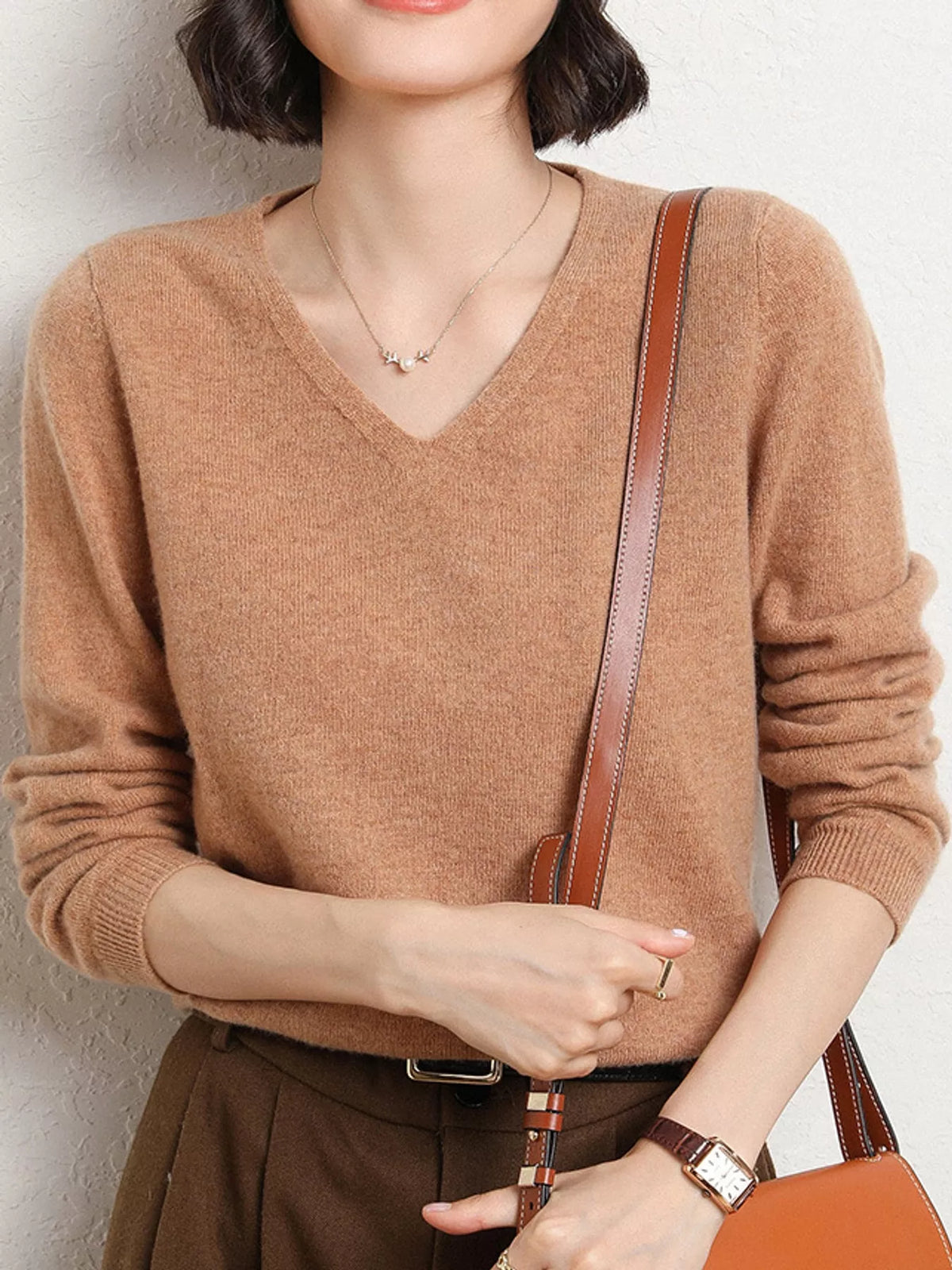 Golden Camel v-neck long sleeve knit top