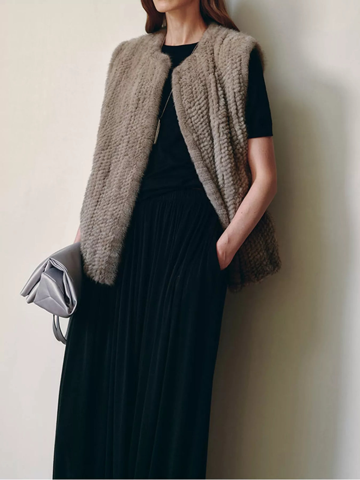 vest, front view on model
