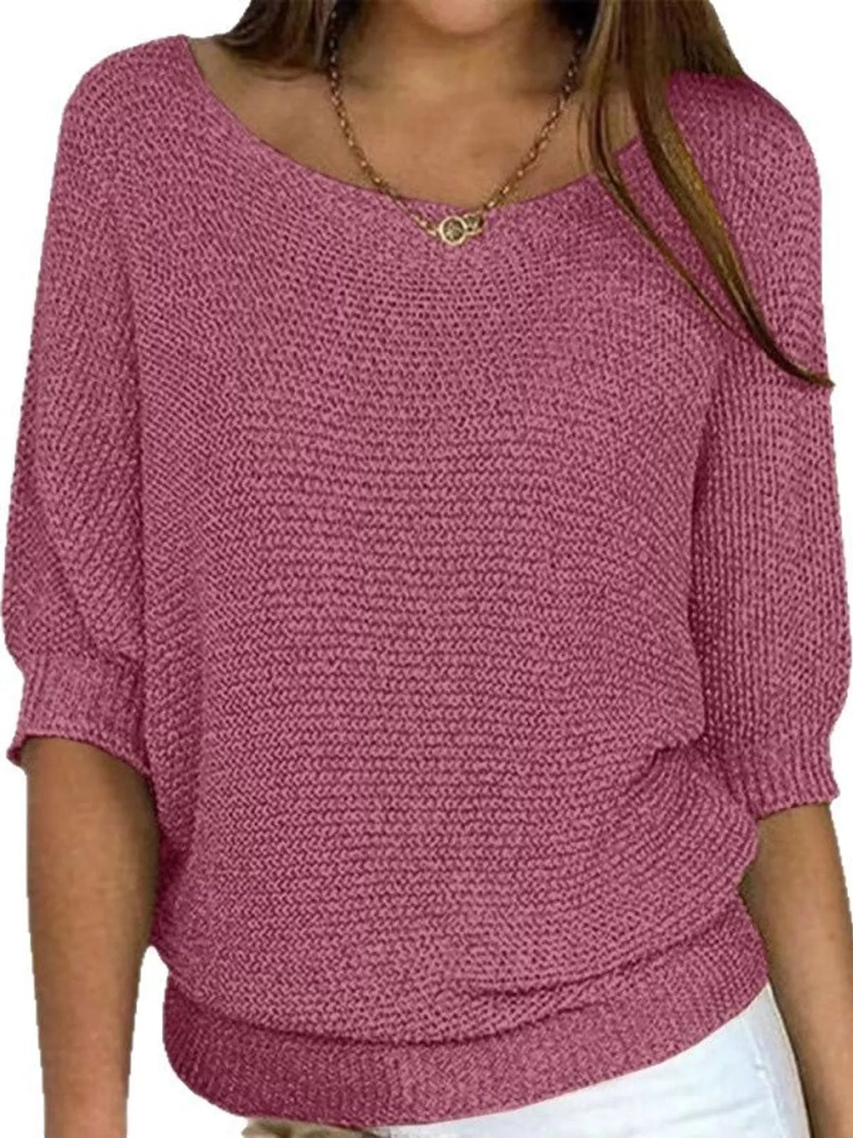 Dusty rose three-quarter sleeve sweater