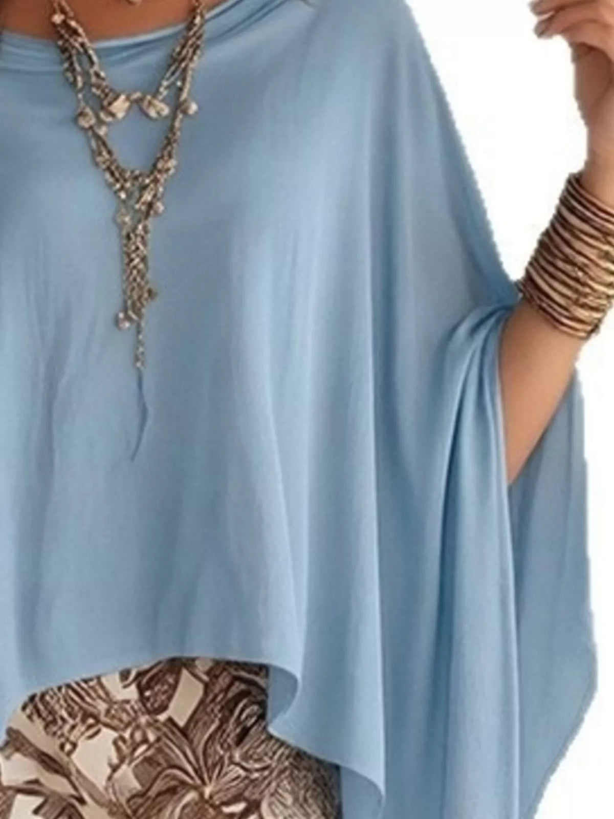 Trendsi Full Size Oversized Batwing Sleeve Flowy Top Plus Size -
