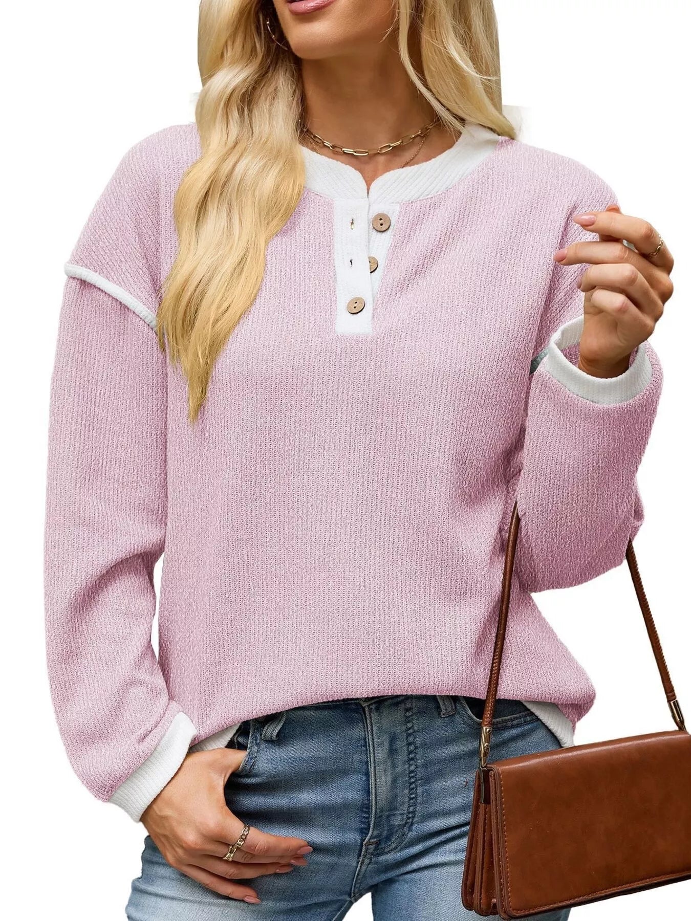 Trendsi Button Detail Dropped Shoulder T-Shirt -