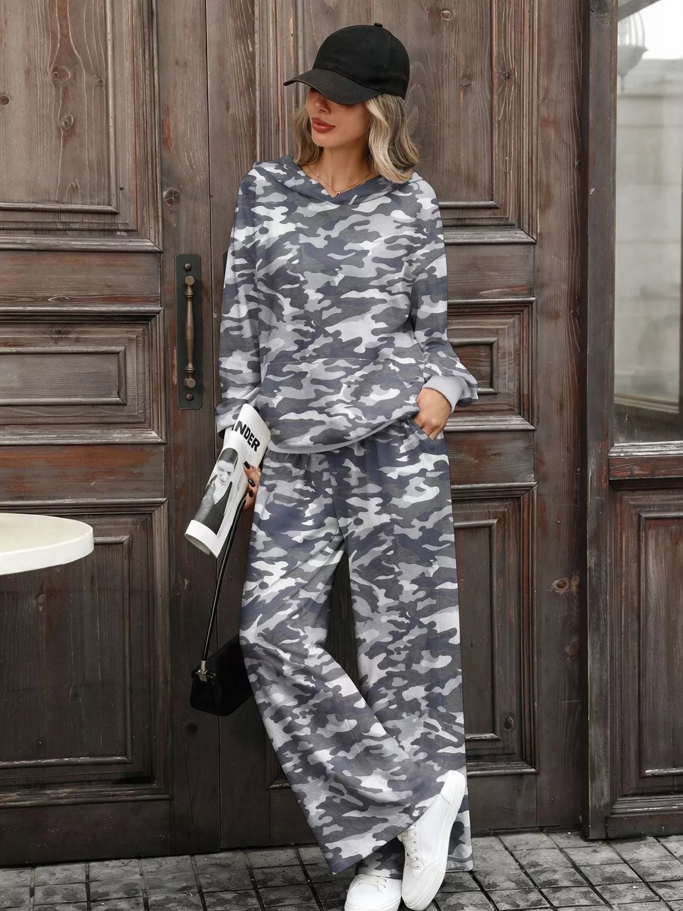 Trendsi Printed Long Sleeve Hoodie and Pants Set -