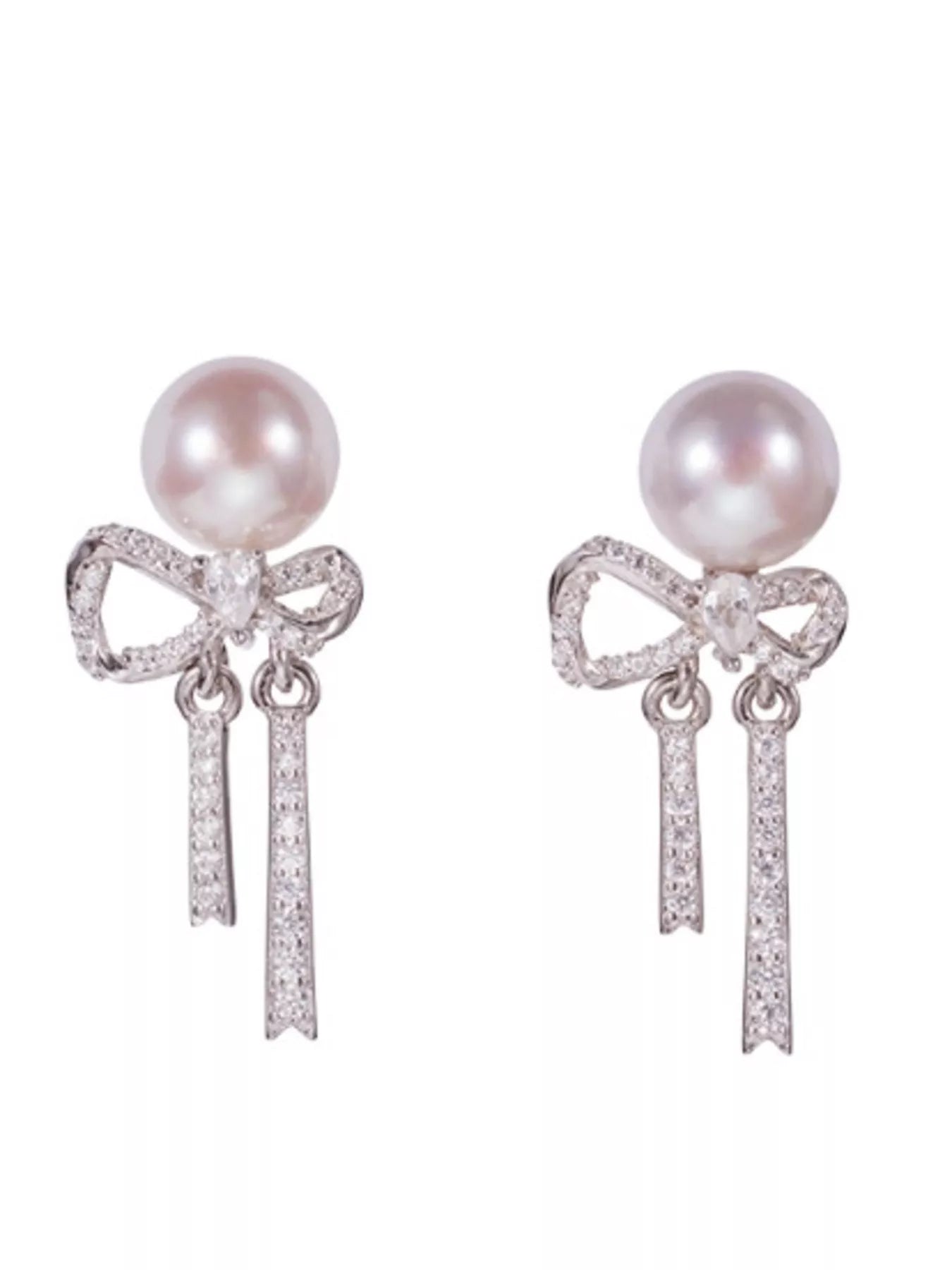 Trendsi Pearl Bowknot Drop Earrings -