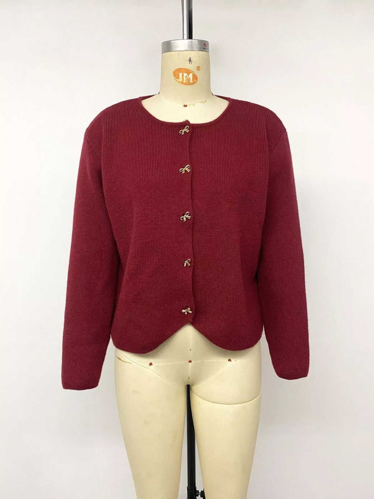 Bow button up knit cardigan