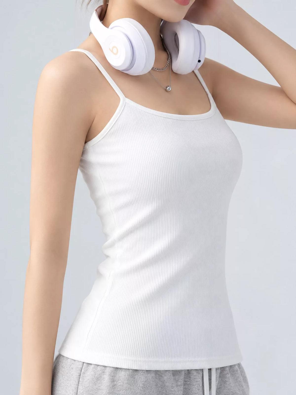 Slim-Fit Ribbed Square Neck Cami Top — side view