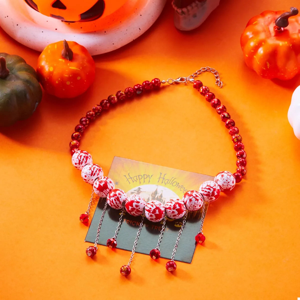 Trendsi Halloween Theme Necklace with Dangling Beads -
