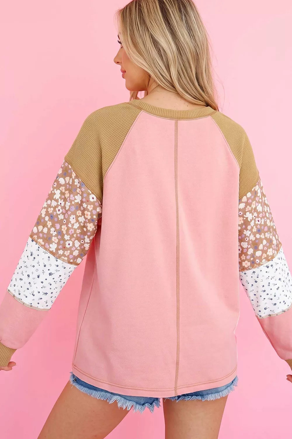 Trendsi Floral Print Raglan Sleeve Sweatshirt -