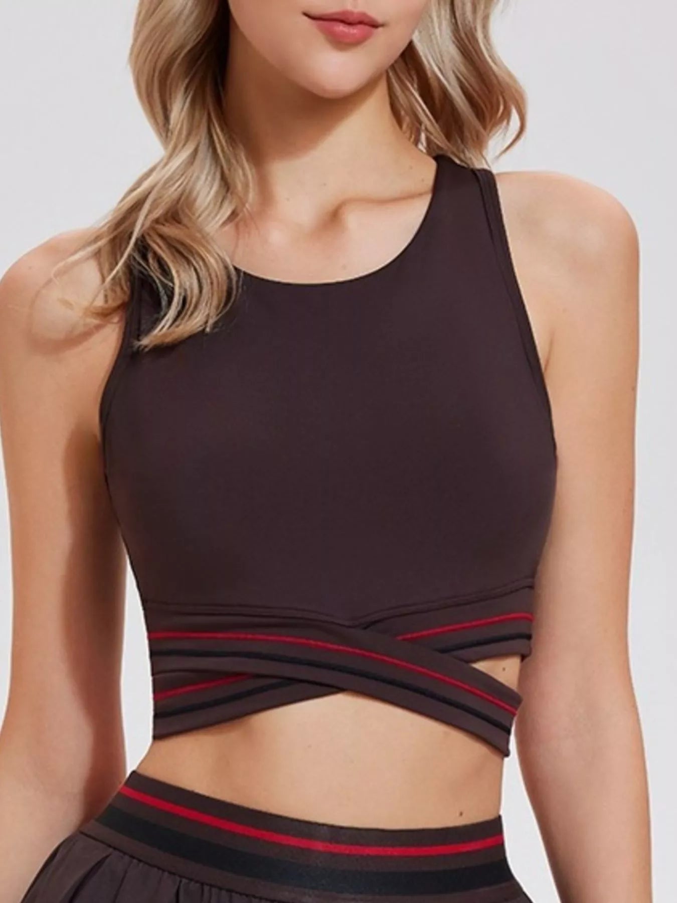Trendsi Full Size Criss-Cross Hem Active Tank Plus Size -