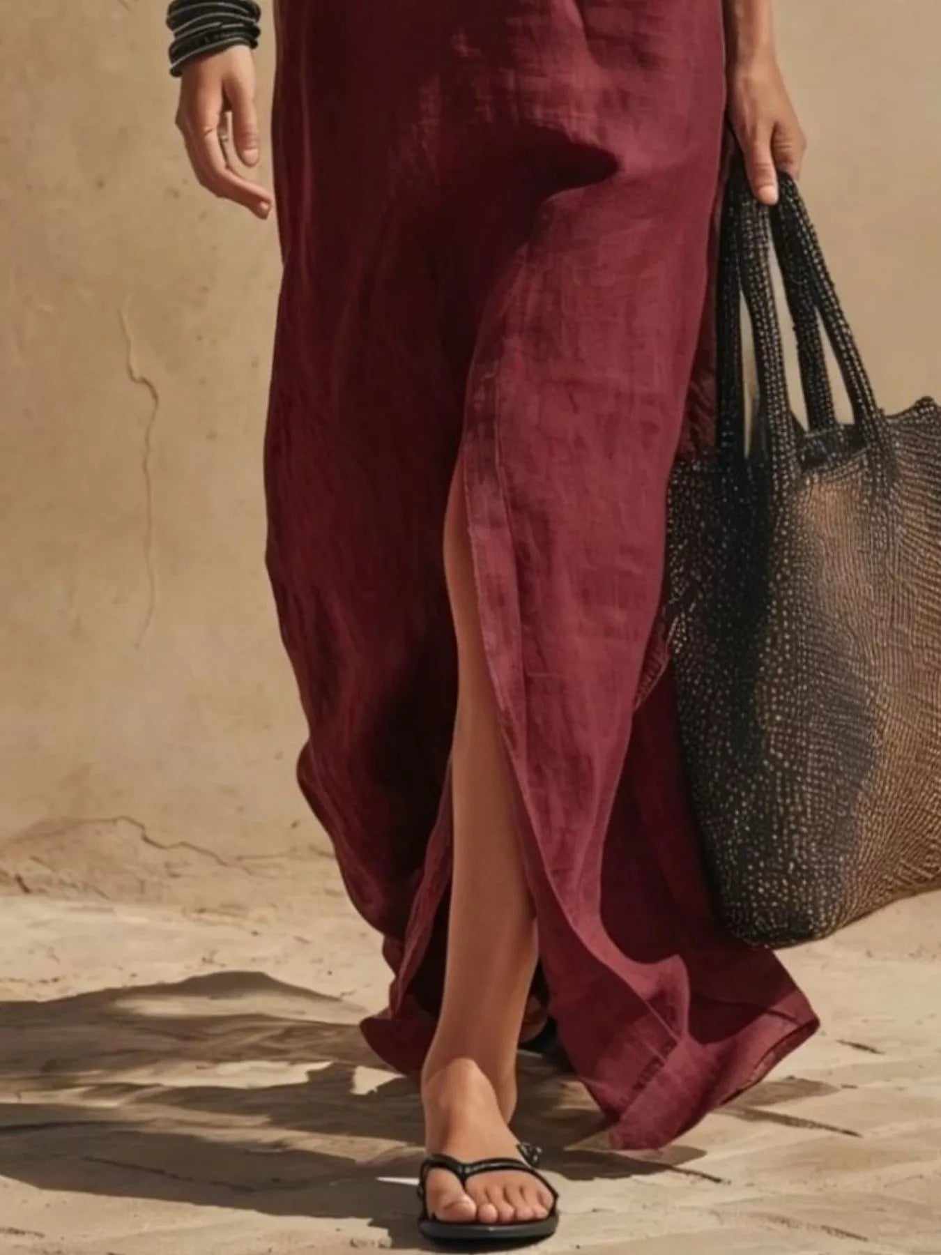 Trendsi Slit Front Spaghetti Strap Maxi Dress -