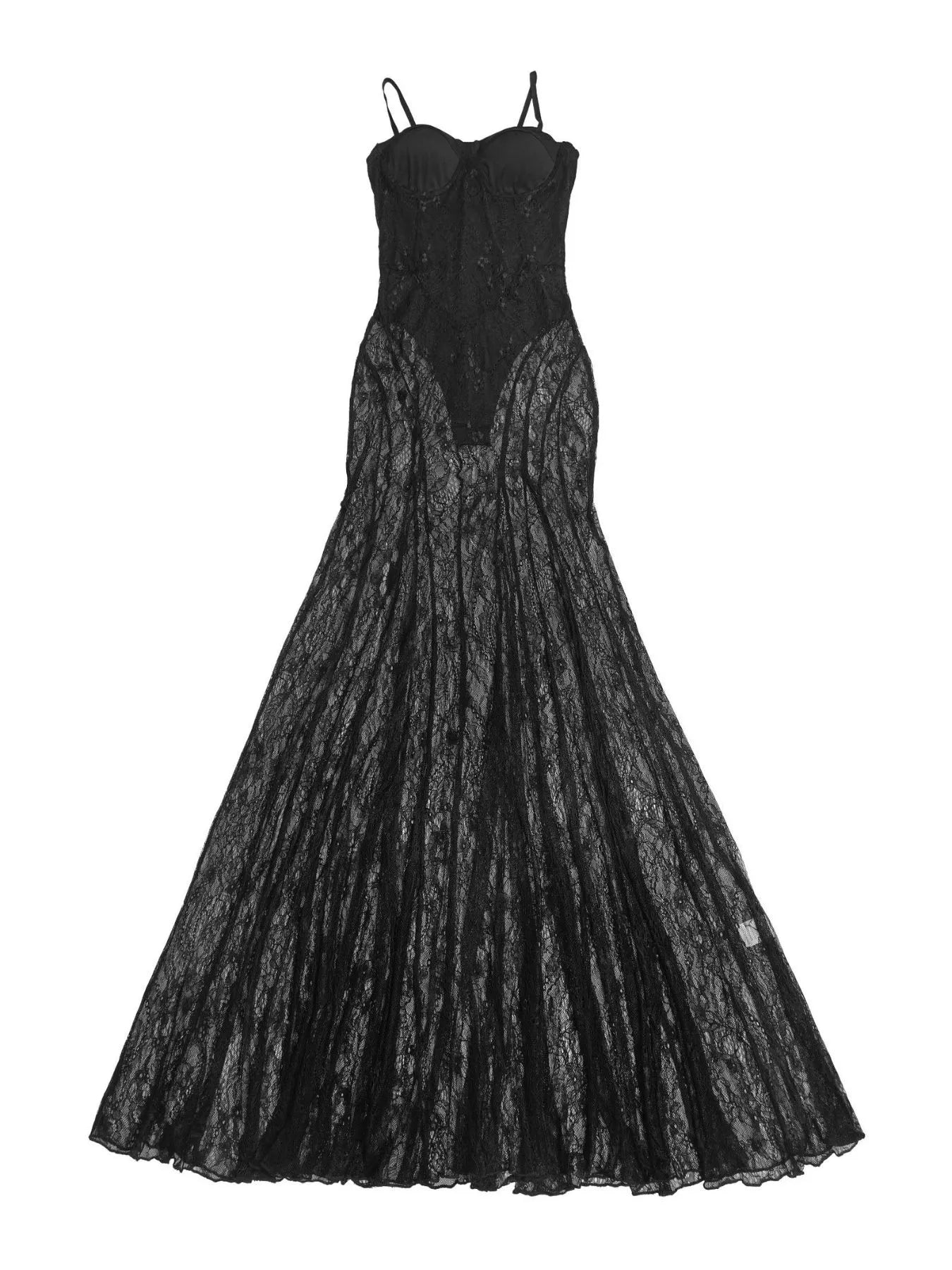 Trendsi Sweetheart Neck Sheer Lace Maxi Dress -