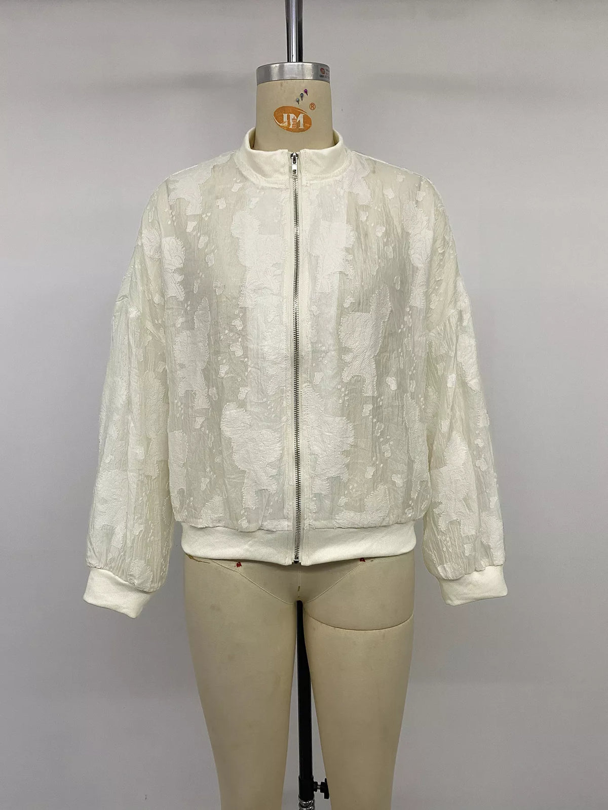 Trendsi Jacquard Zip Up Long Sleeve Jacket -