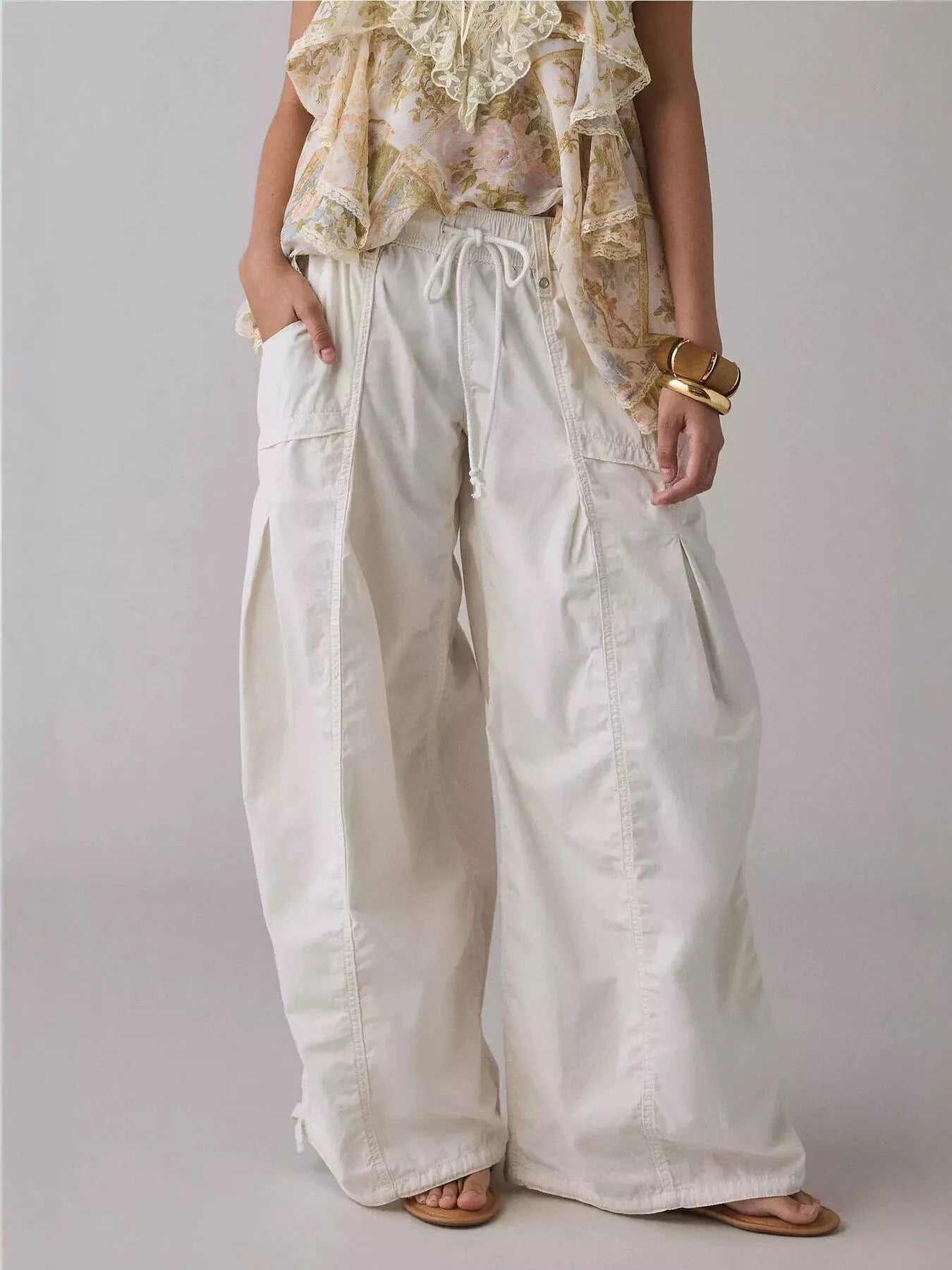 Trendsi High-Waisted Cargo Wide-Leg Pants -
