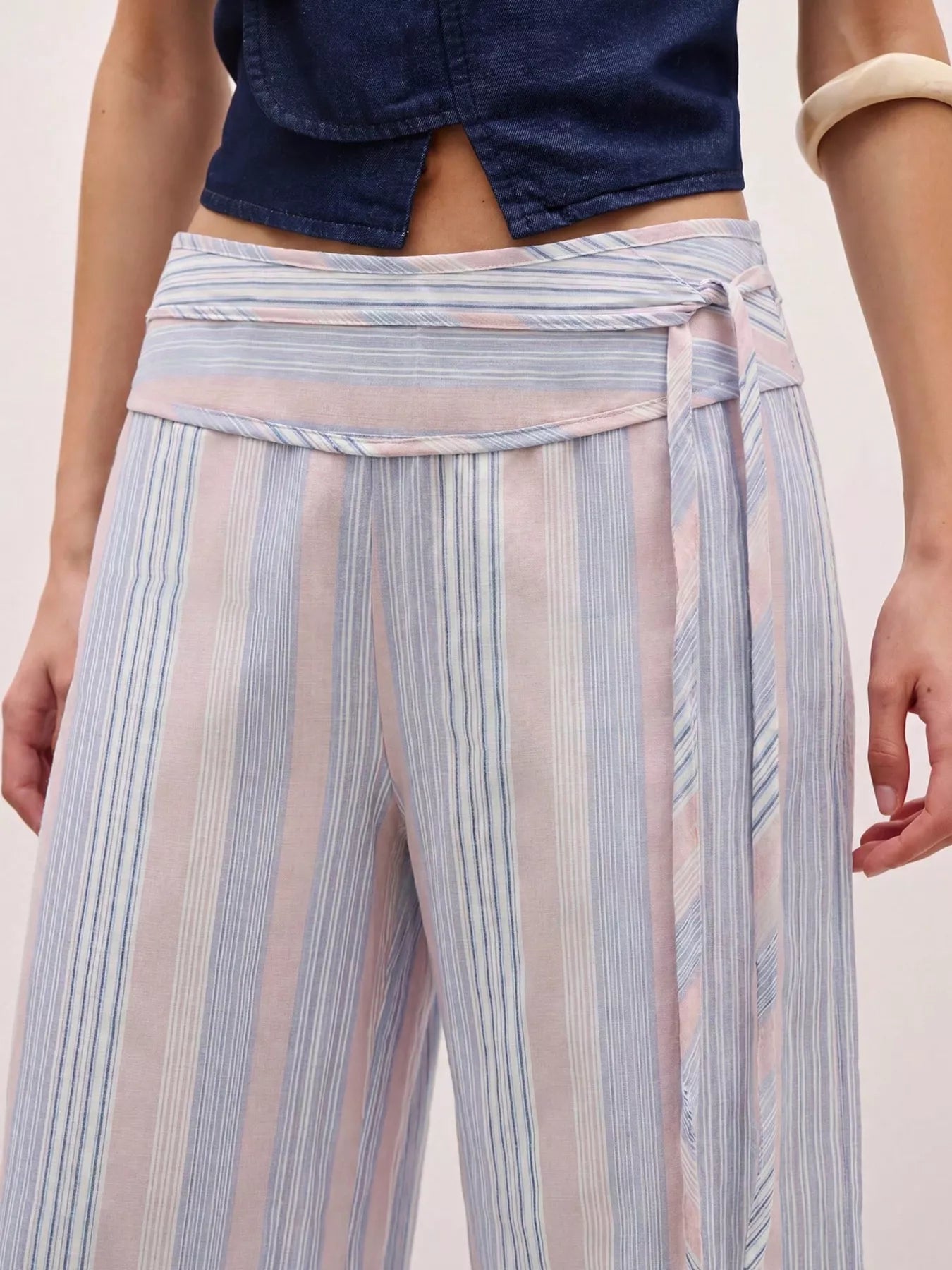 Trendsi Striped Wide-Leg Pants with Tie Waist -