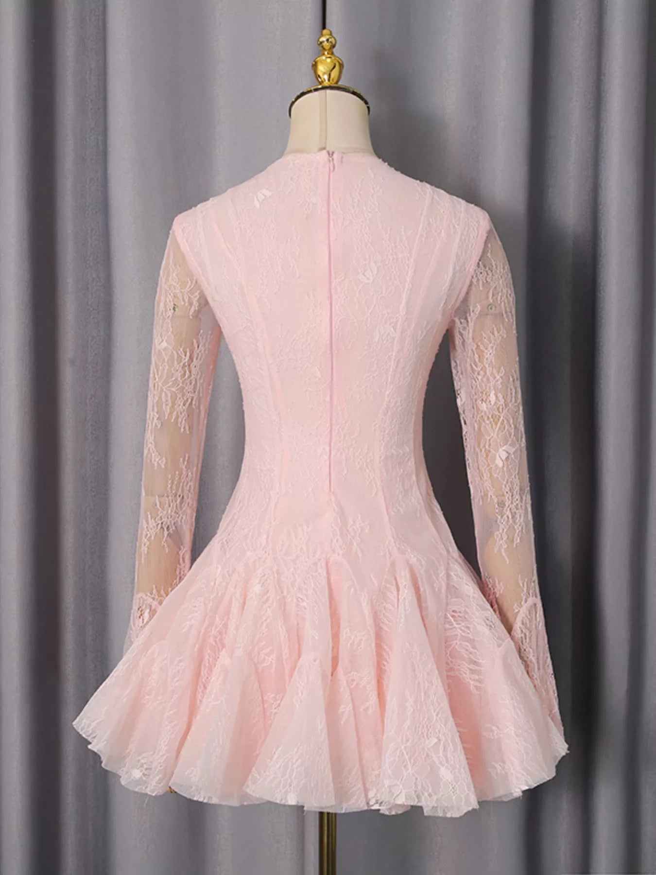 Trendsi Lace Flare Sleeve Mini Dress -