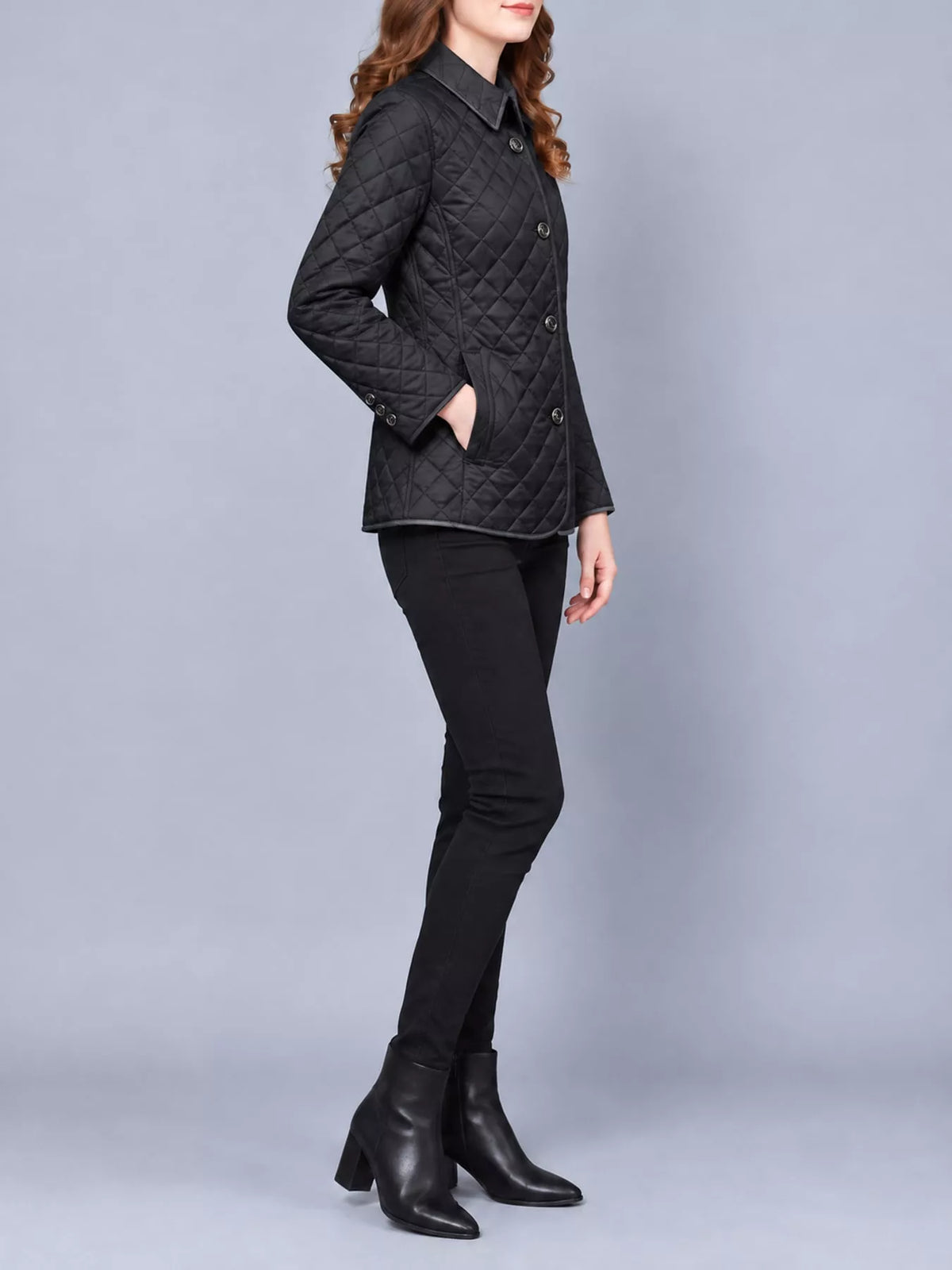 Quilted Lightweight Button-Down Jacket — side view