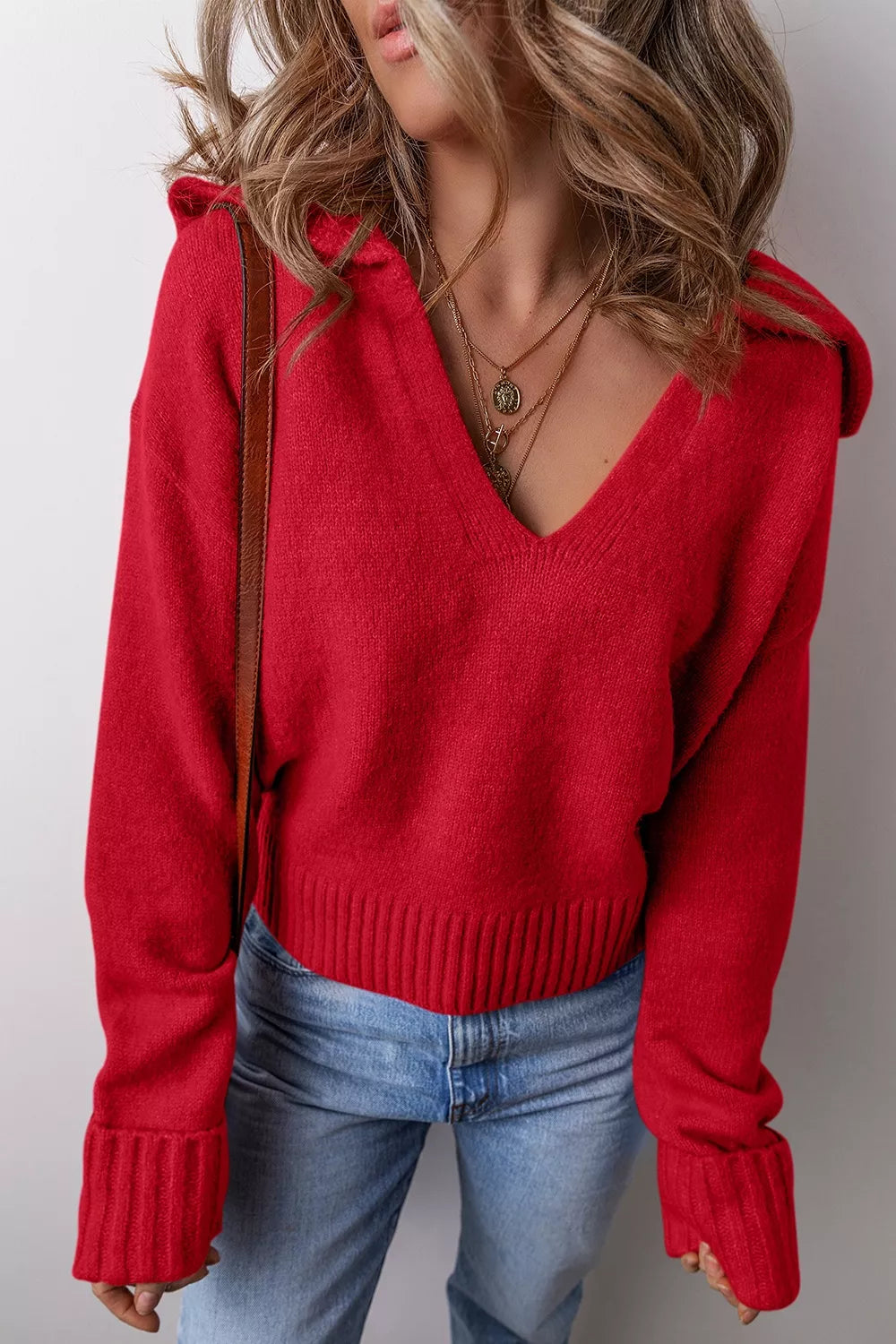 Trendsi Ribbed Hem Long Sleeve Sweater -