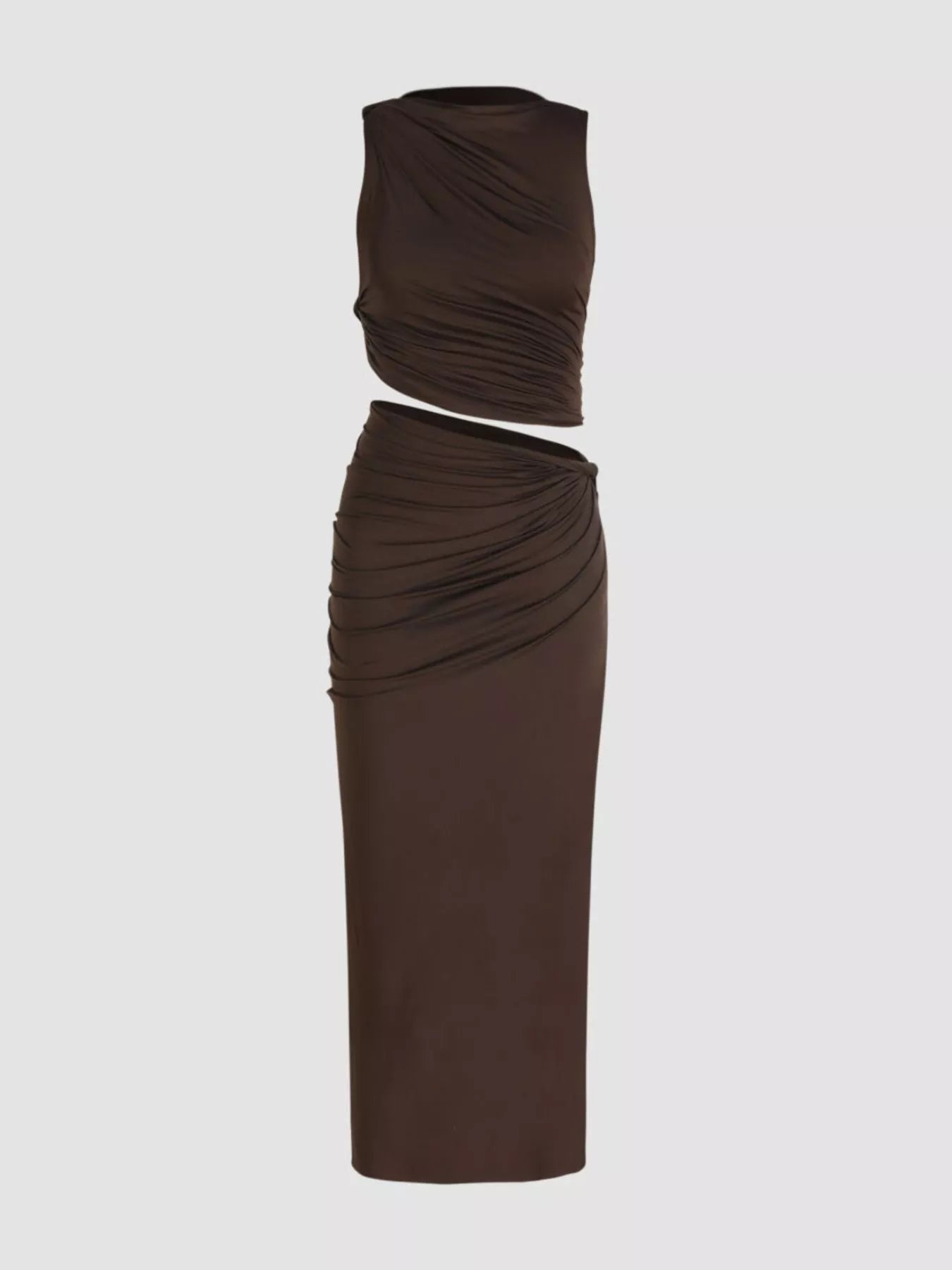Trendsi Asymmetrical Ruched Knit Top and Skirt Set - Shirts