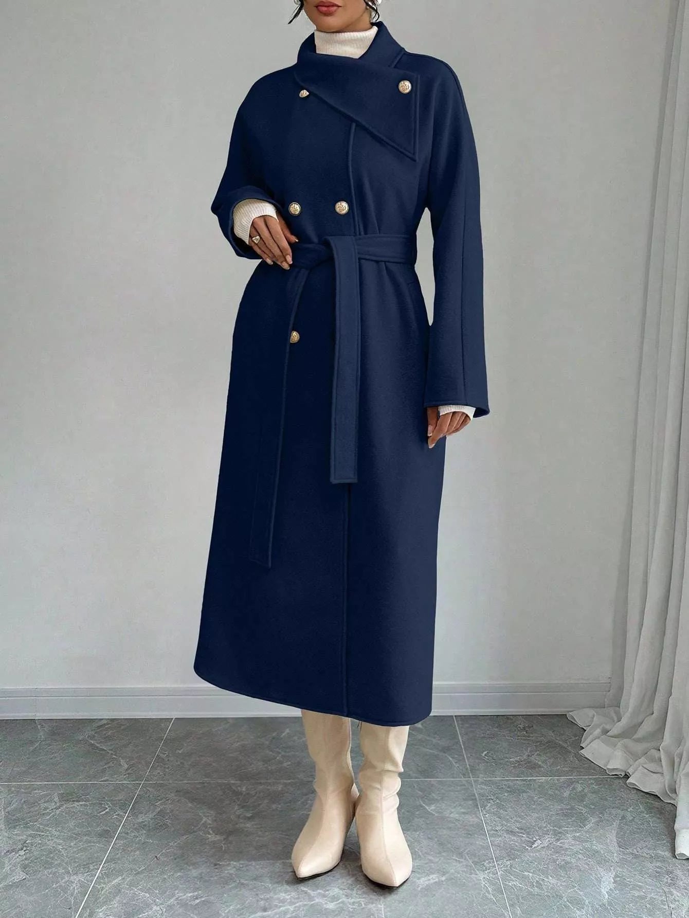 Trendsi Double-Breasted Longline Coat -