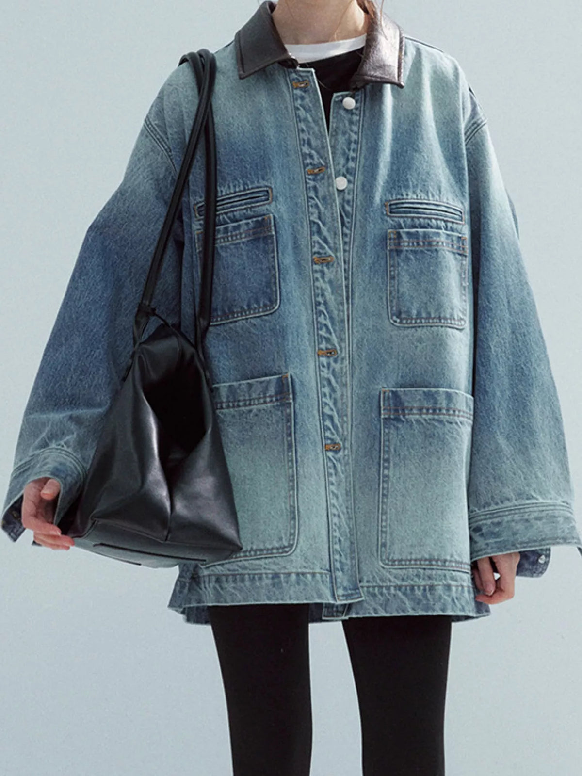 Denim Blue button up dropped shoulder denim jacket