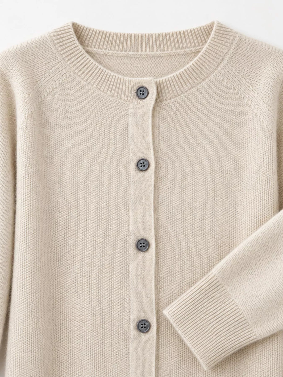 Ribbed cardigan, ivory cuff detail