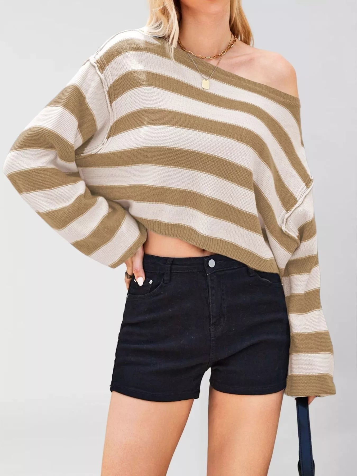Trendsi Striped Boat Neck Sweater -