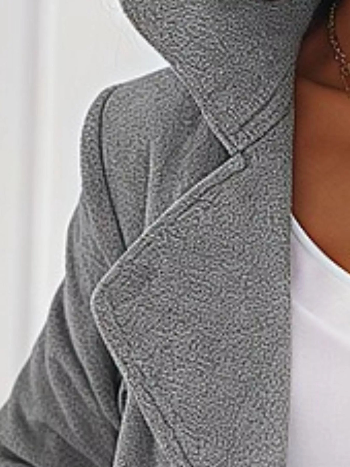 Gray Double-Breasted Long Trench Coat, lapel detail