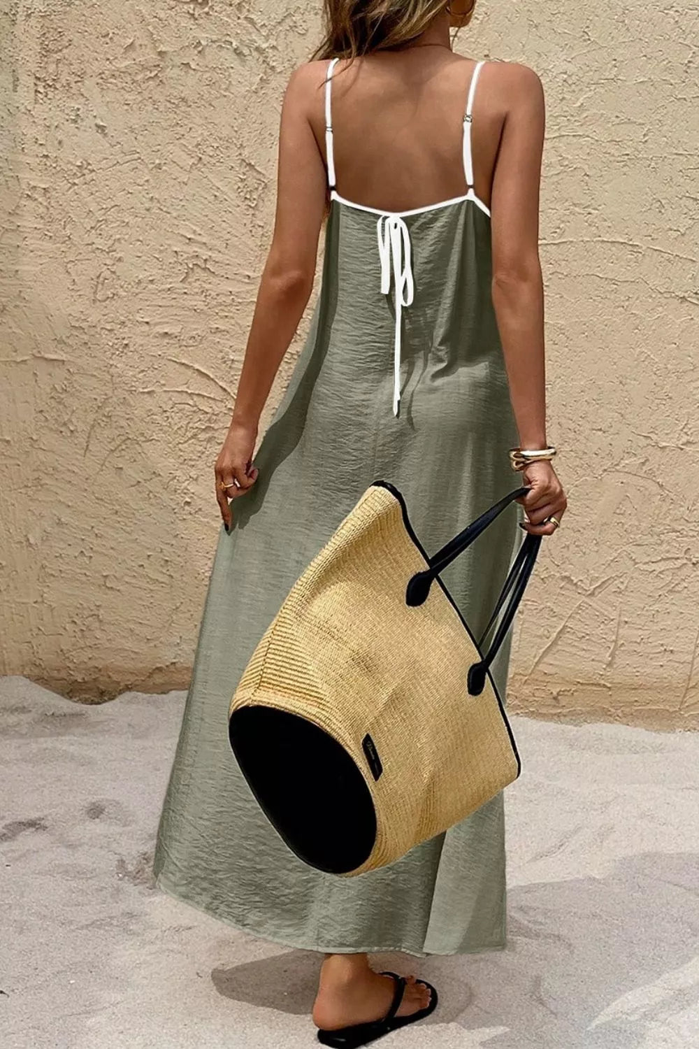 Trendsi Spaghetti Strap Maxi Dress with Contrast Trim -