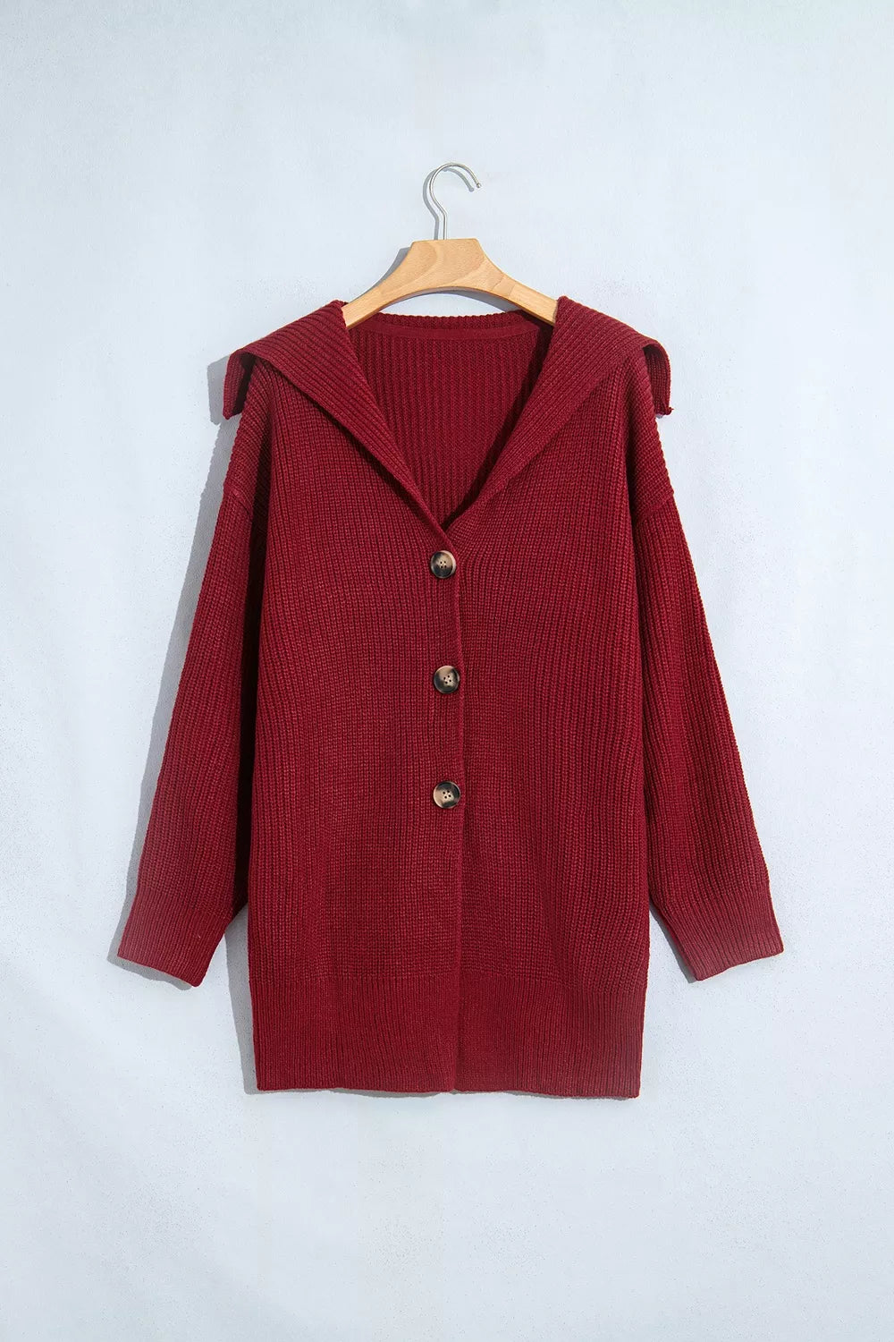 Trendsi Solid Color Knit Oversized Button Front Sweater Cardigan -