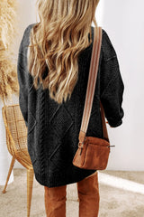 Trendsi Cable-Knit Round Neck Sweater Dress -