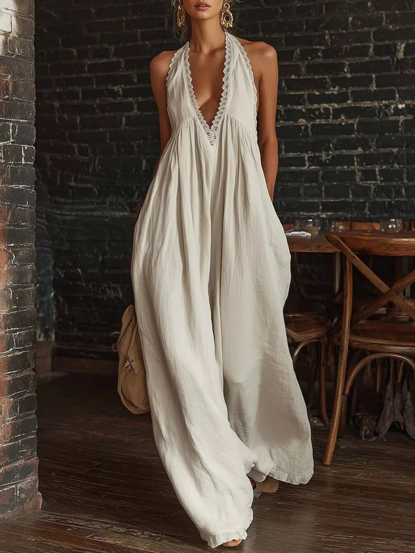 Trendsi Full Size Lace Trim Wide-Leg Jumpsuit Plus Size -