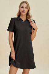 Trendsi Double Take Full Size Texture Short Sleeve Dress - Dresses