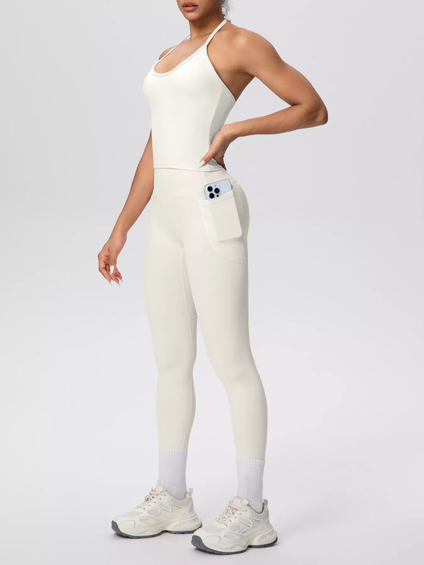 Trendsi Halter Neck Cami and High-Waisted Leggings Active Set -