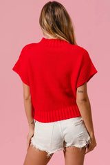Trendsi BiBi Rib Banded Heart Pattern Valentines Sweater -