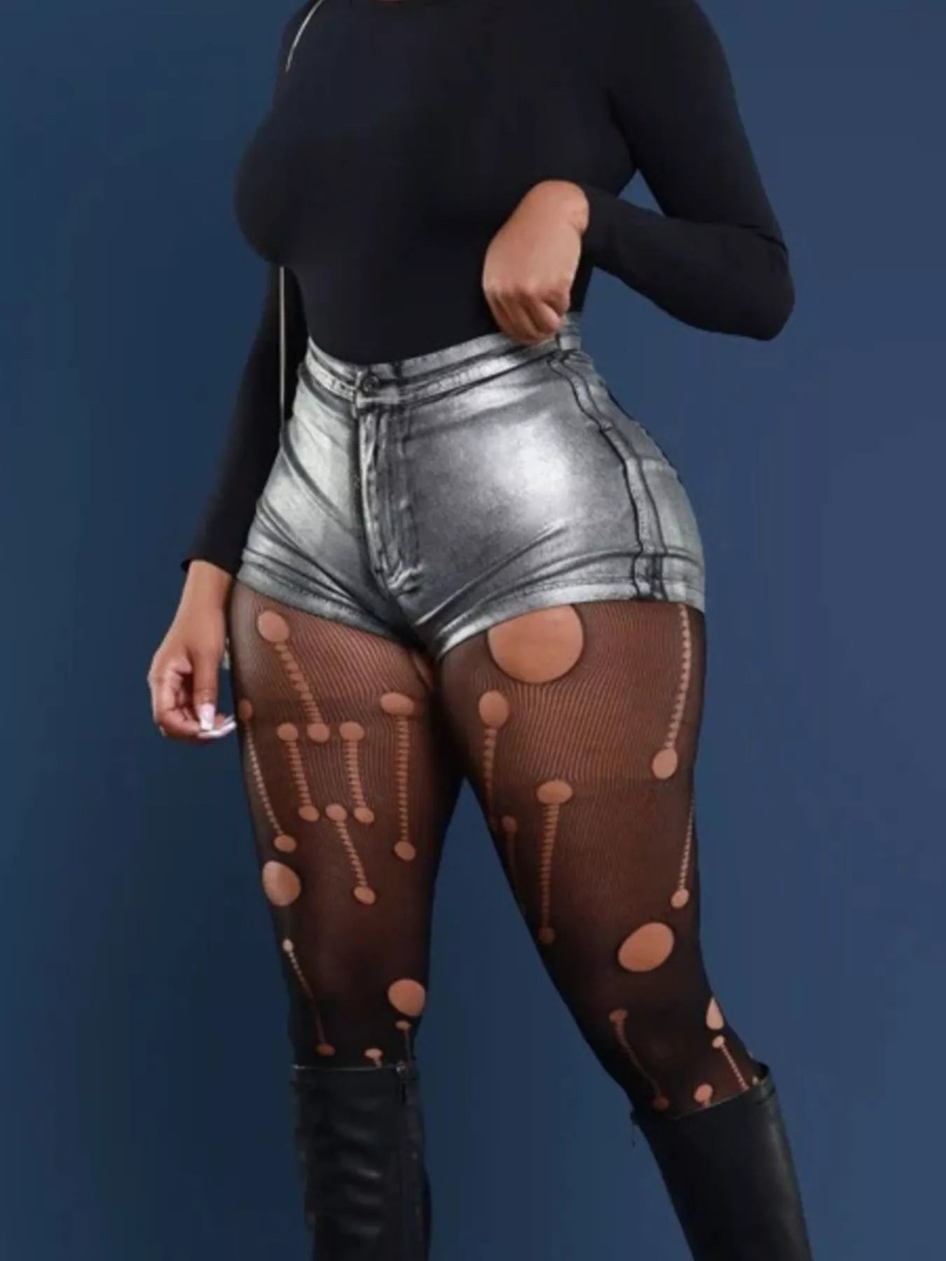 Trendsi Shiny Slim Stretch High-Waisted Shorts - Shorts