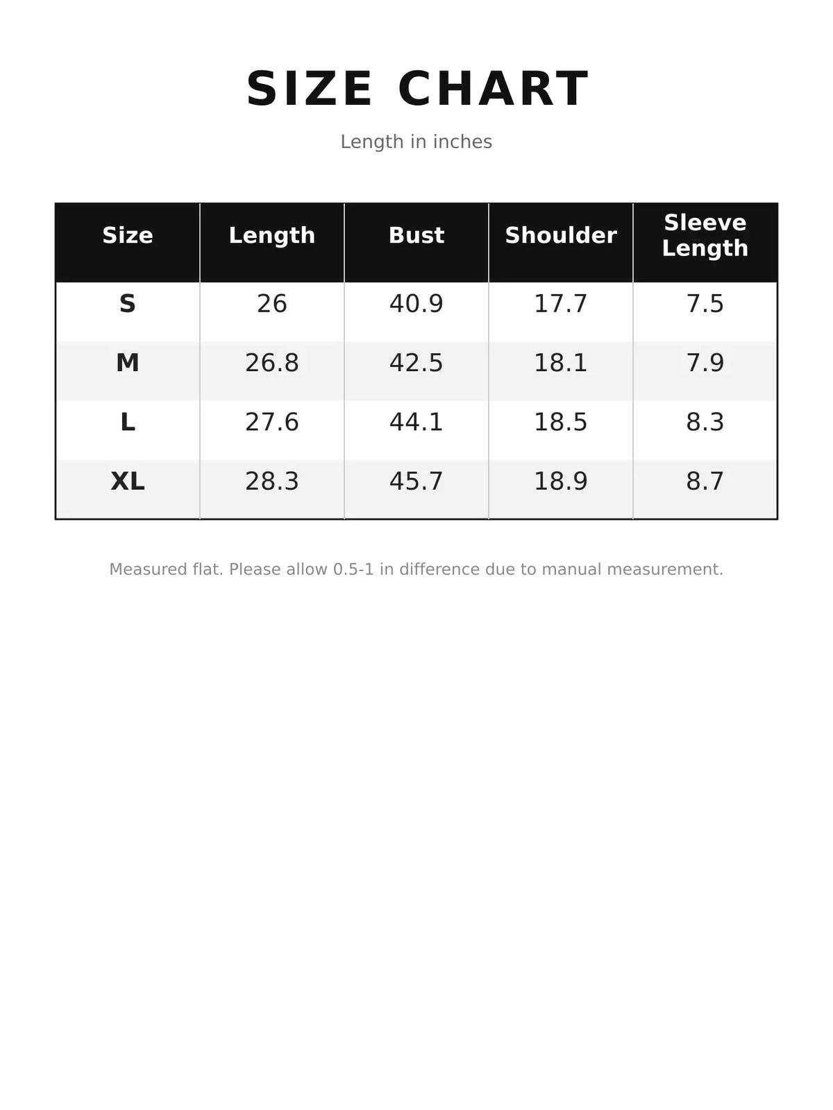 Size chart for star-embellished polo t-shirt
