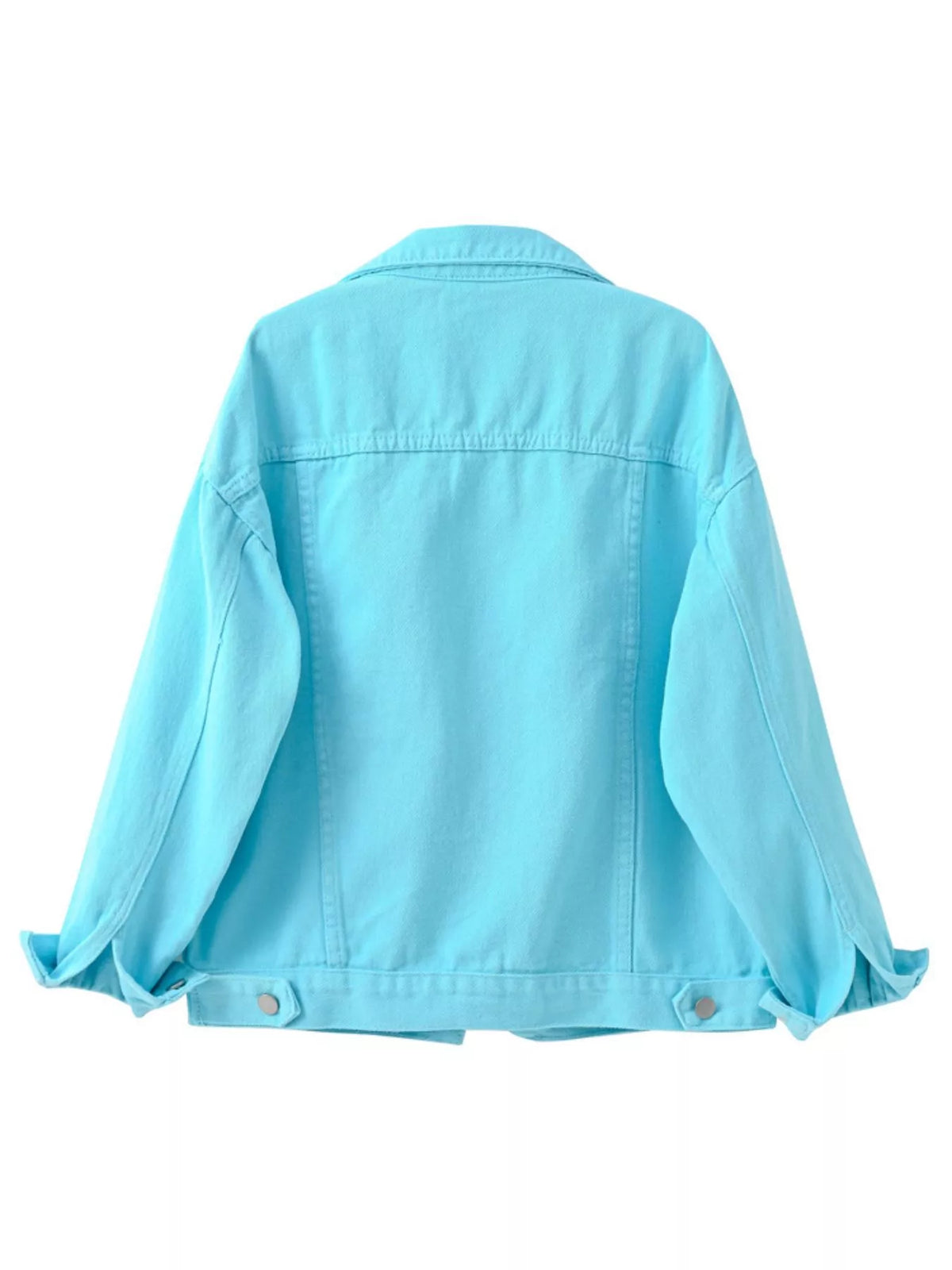 Button-Down Classic Cropped Denim Jacket — garment back
