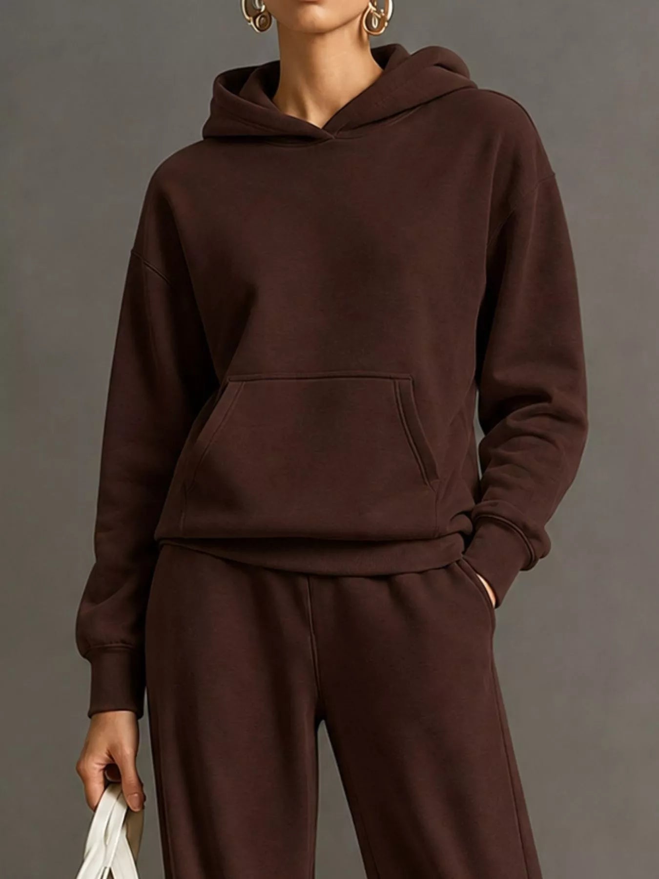 Trendsi Kangaroo Pocket Hoodie and Pants Set -