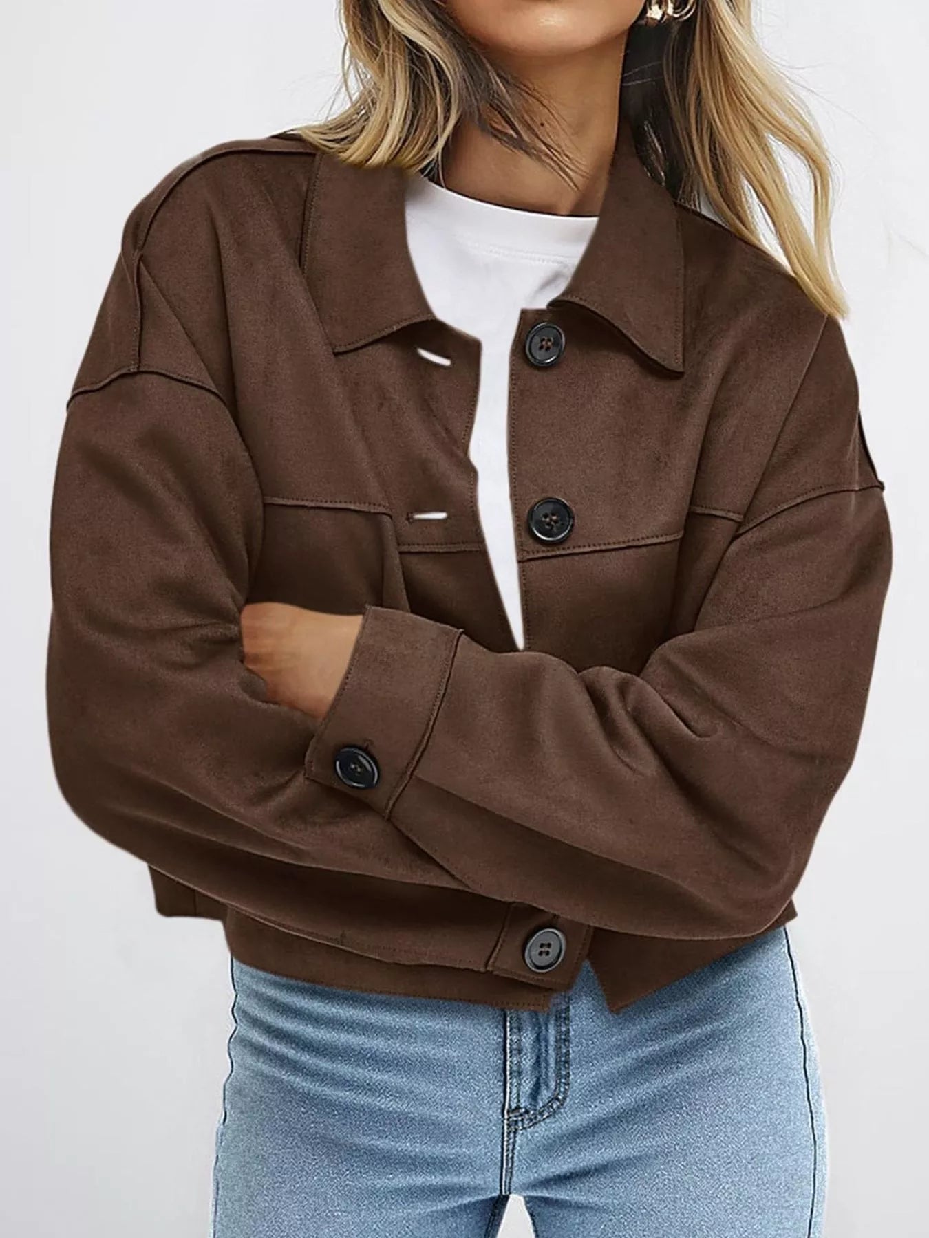 Trendsi Button-Down Cropped Jacket -