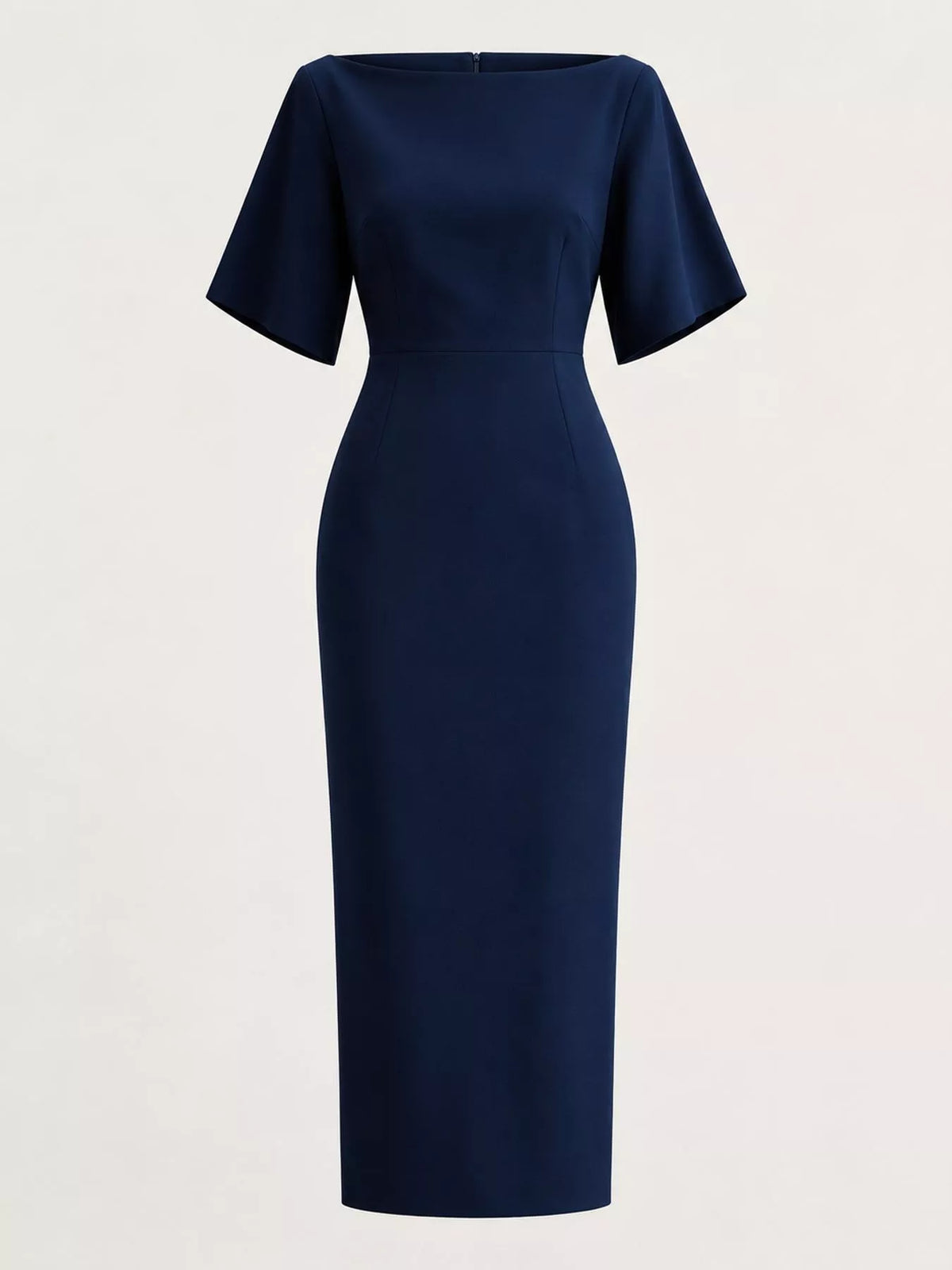 Boat neck short sleeve midi dress, product view