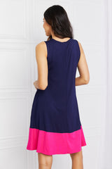 Trendsi Yelete Full Size Two-Tone Sleeveless Mini Dress with Pockets -